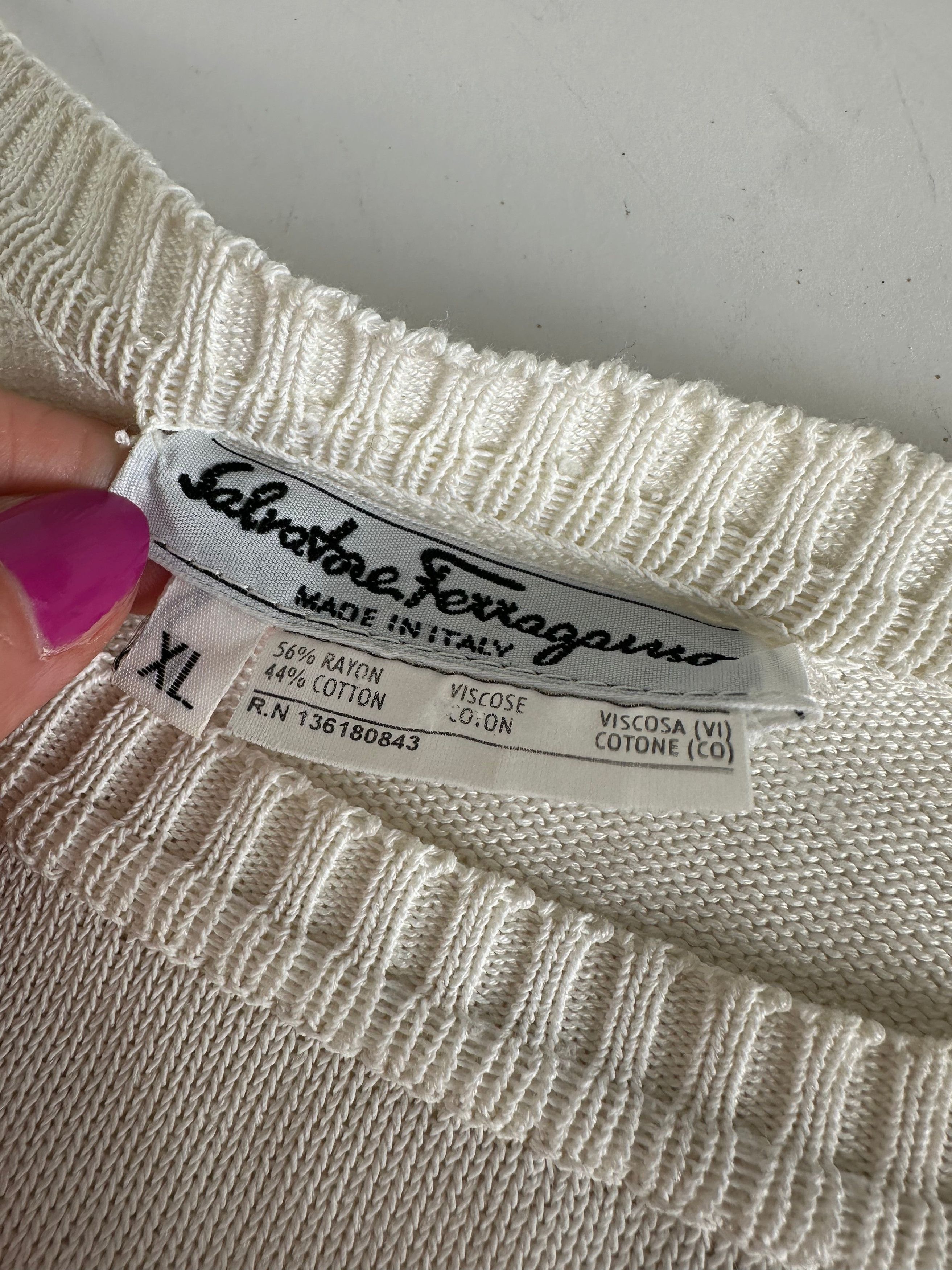 Salvatore Ferragamo Vintage Striped Knit Top Cream Black XL Size XL / US 12-14 / IT 48-50 - 7 Thumbnail