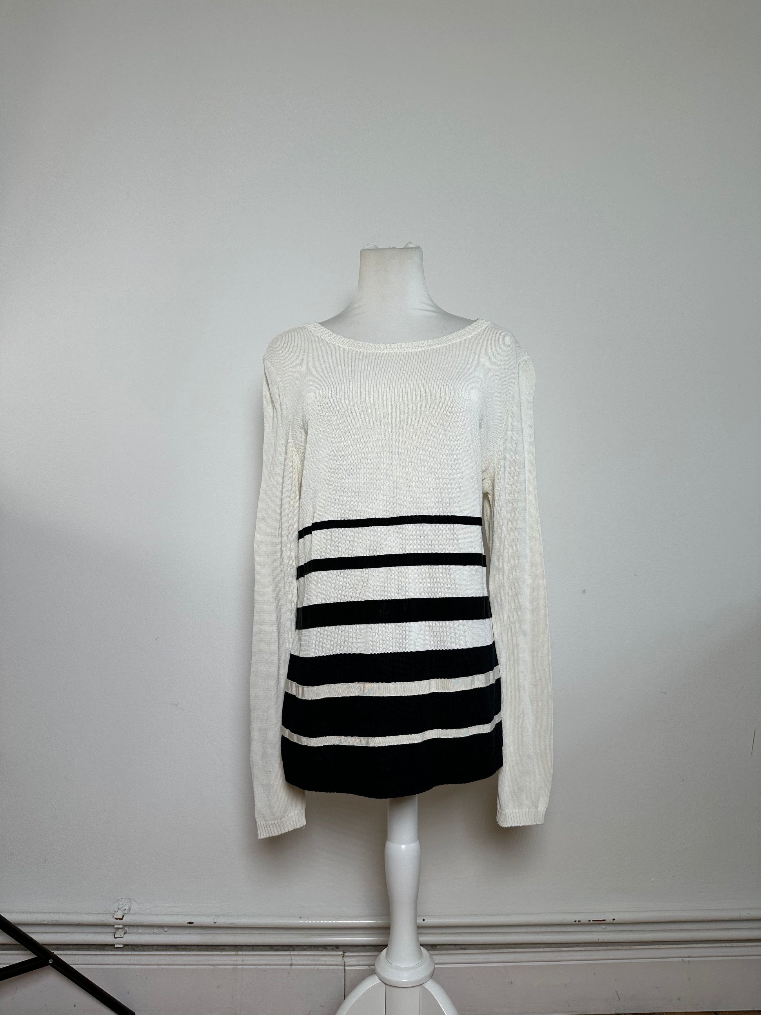 Salvatore Ferragamo Vintage Striped Knit Top Cream Black XL Size XL / US 12-14 / IT 48-50 - 9 Thumbnail
