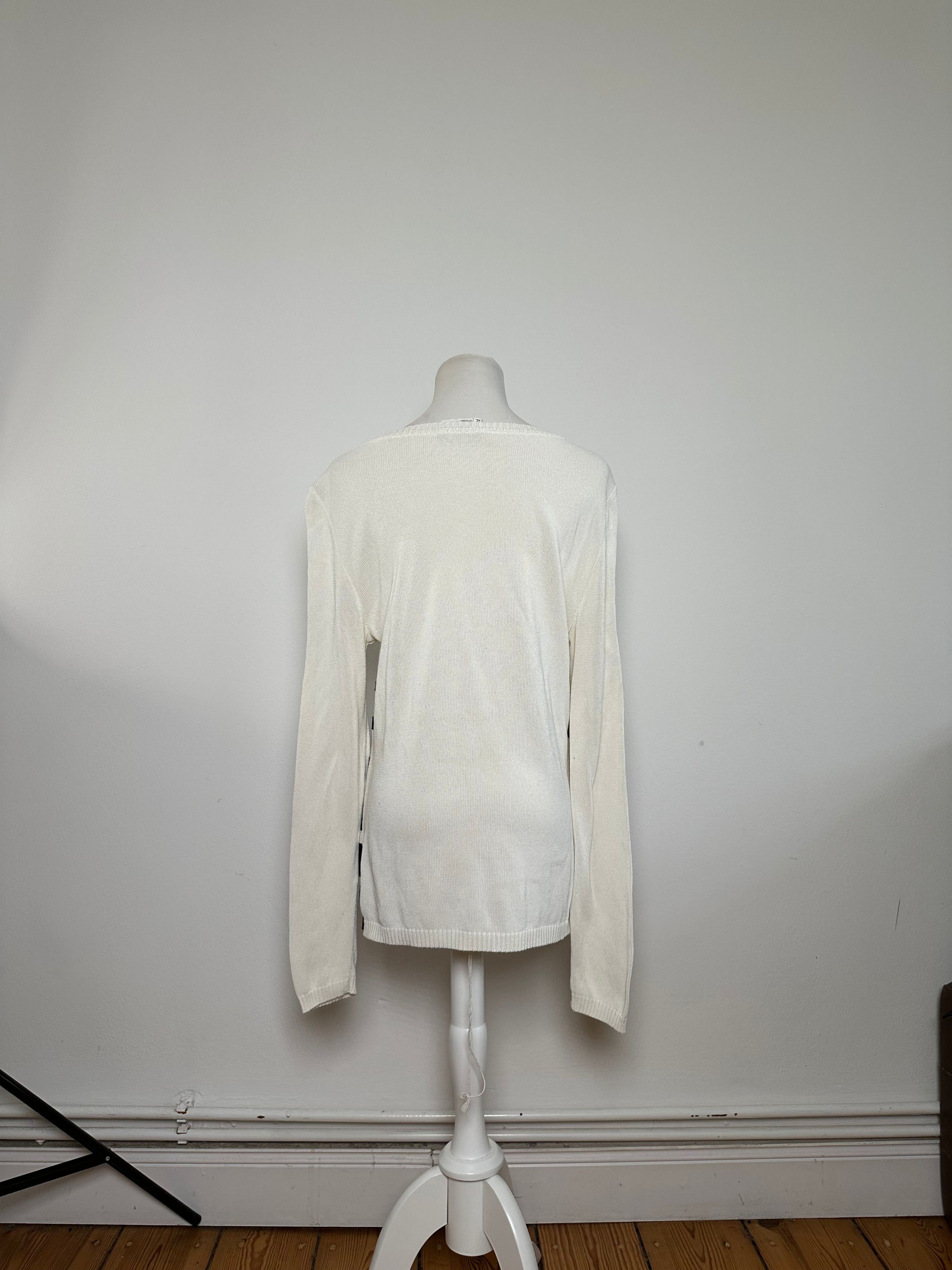Salvatore Ferragamo Vintage Striped Knit Top Cream Black XL Size XL / US 12-14 / IT 48-50 - 11 Thumbnail