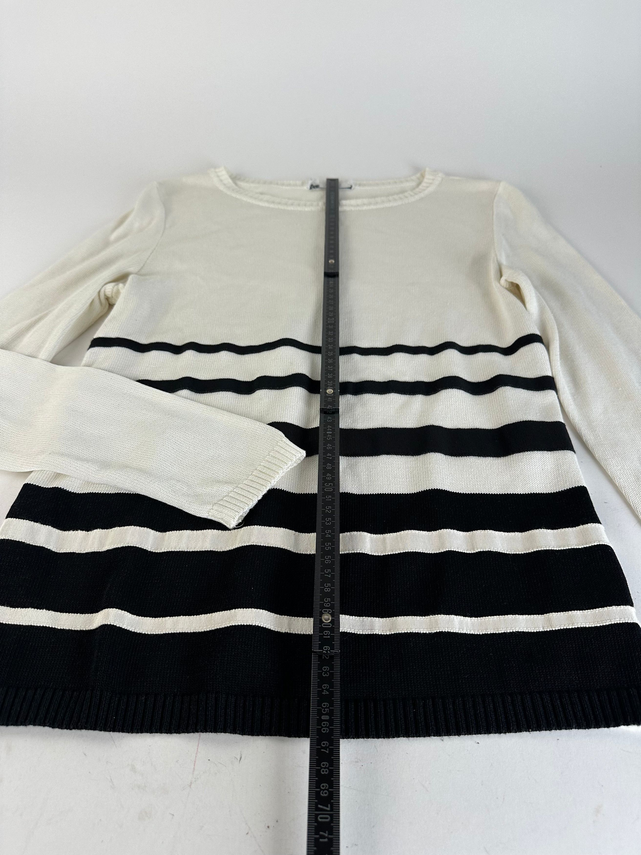 Salvatore Ferragamo Vintage Striped Knit Top Cream Black XL Size XL / US 12-14 / IT 48-50 - 8 Thumbnail