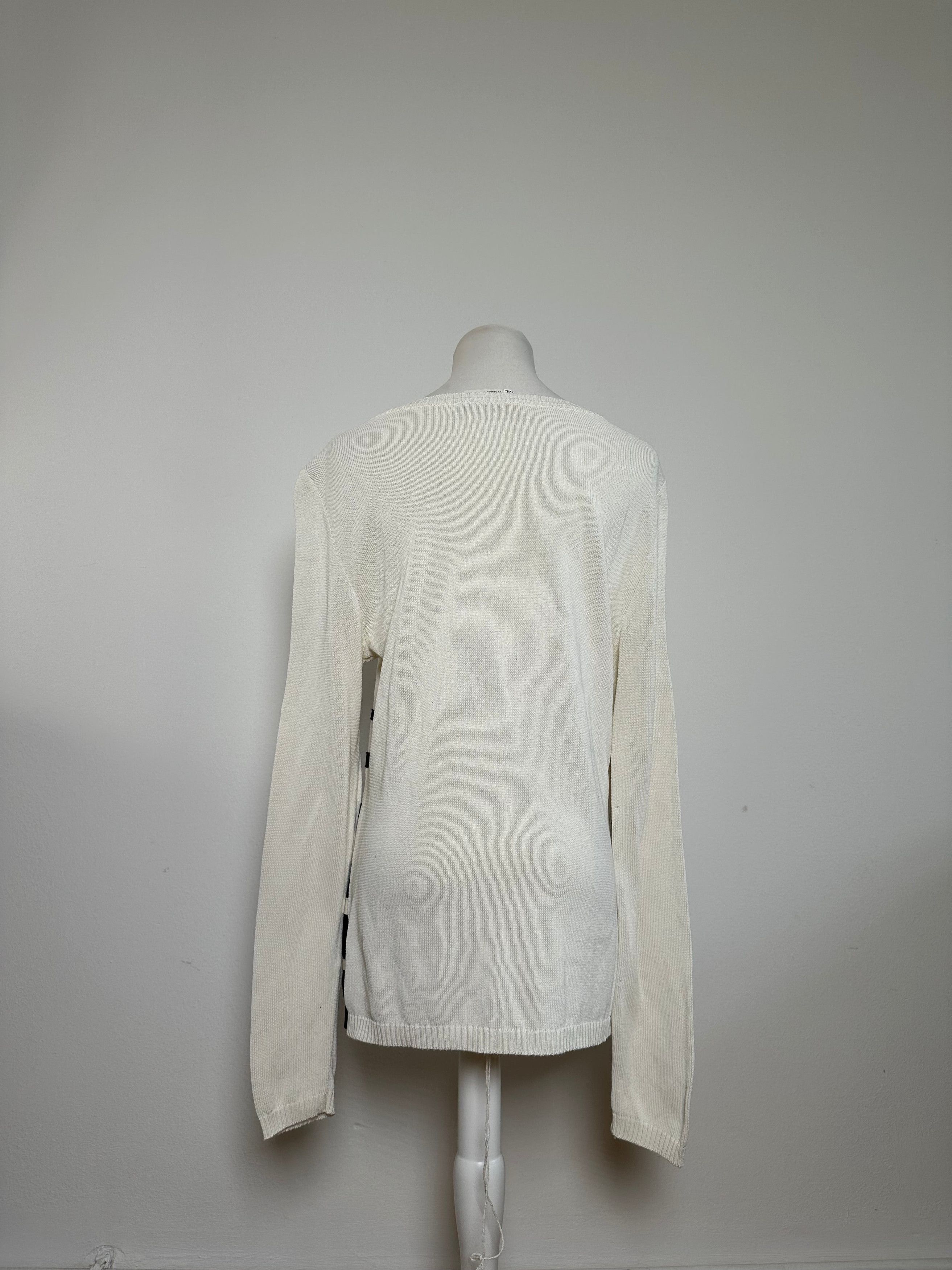 Salvatore Ferragamo Vintage Striped Knit Top Cream Black XL Size XL / US 12-14 / IT 48-50 - 3 Thumbnail
