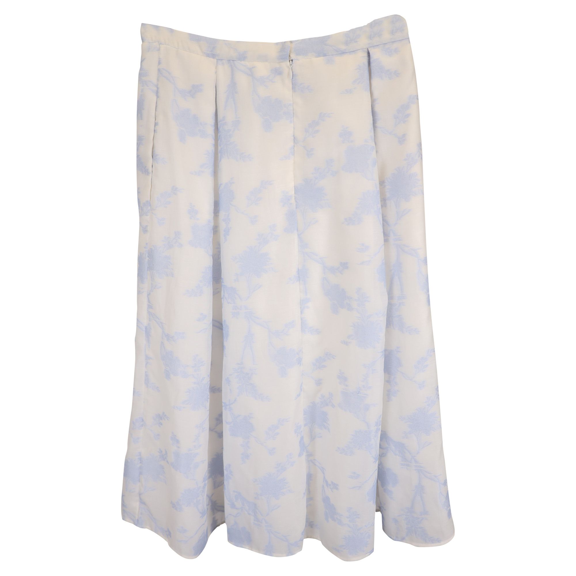 Erdem Erdem Floral Midi Skirt in Light Blue Cotton Size 26" / US 2 / IT 38 - 3 Thumbnail
