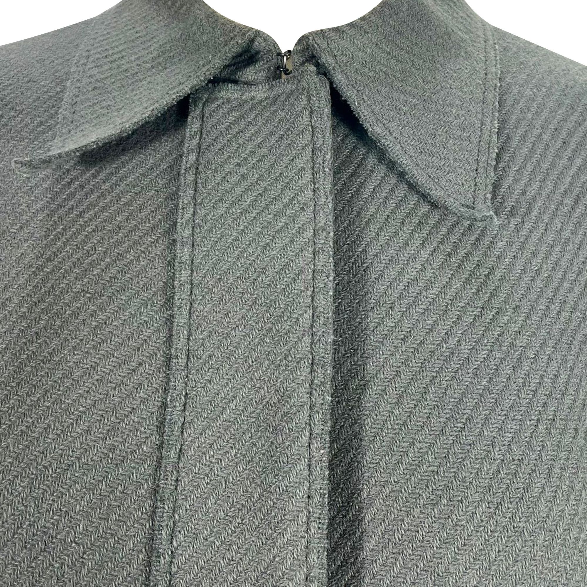 Prada Prada Herringbone Single-Breasted Peacoat in Grey Wool Size XS / US 0-2 / IT 36-38 - 4 Thumbnail