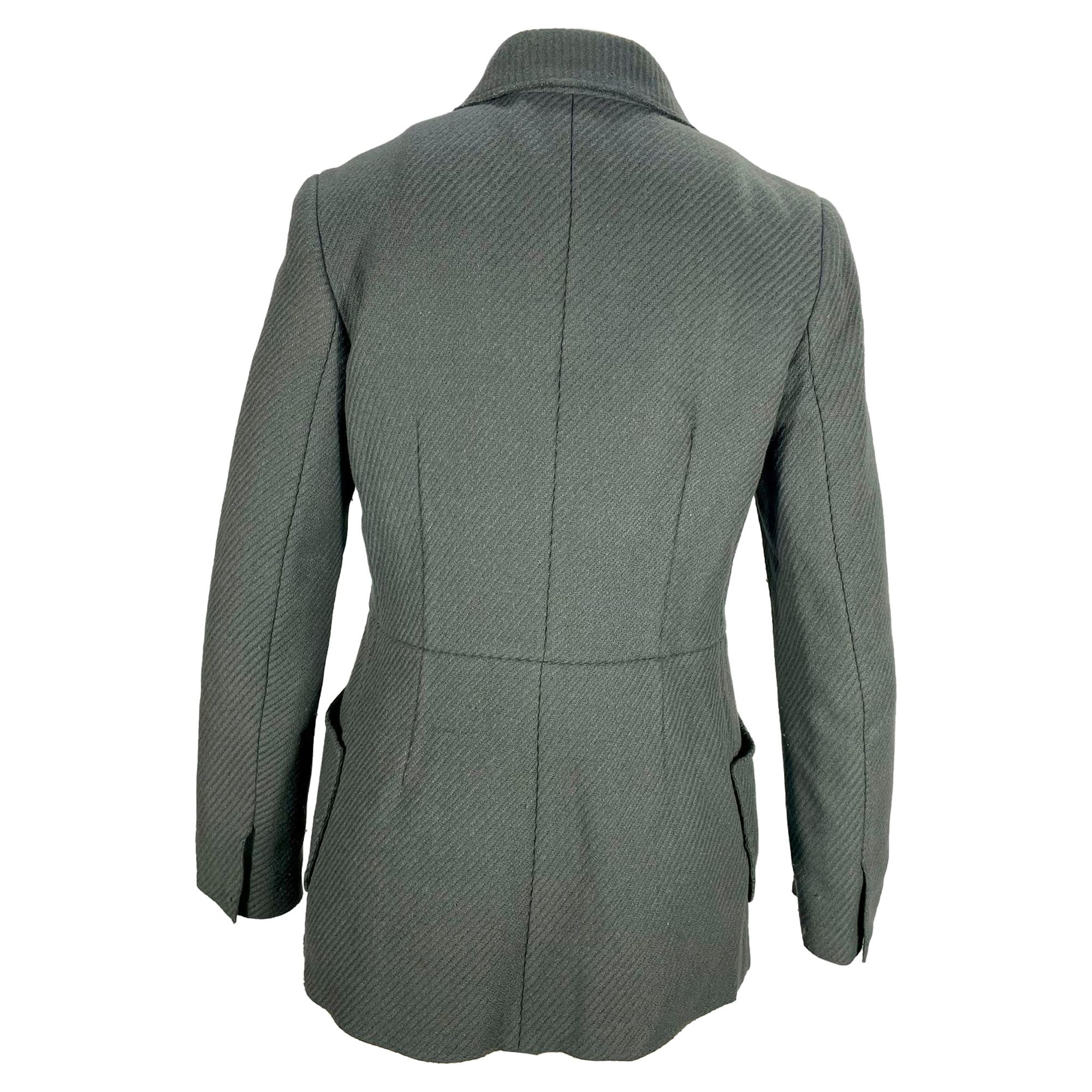 Prada Prada Herringbone Single-Breasted Peacoat in Grey Wool Size XS / US 0-2 / IT 36-38 - 3 Thumbnail
