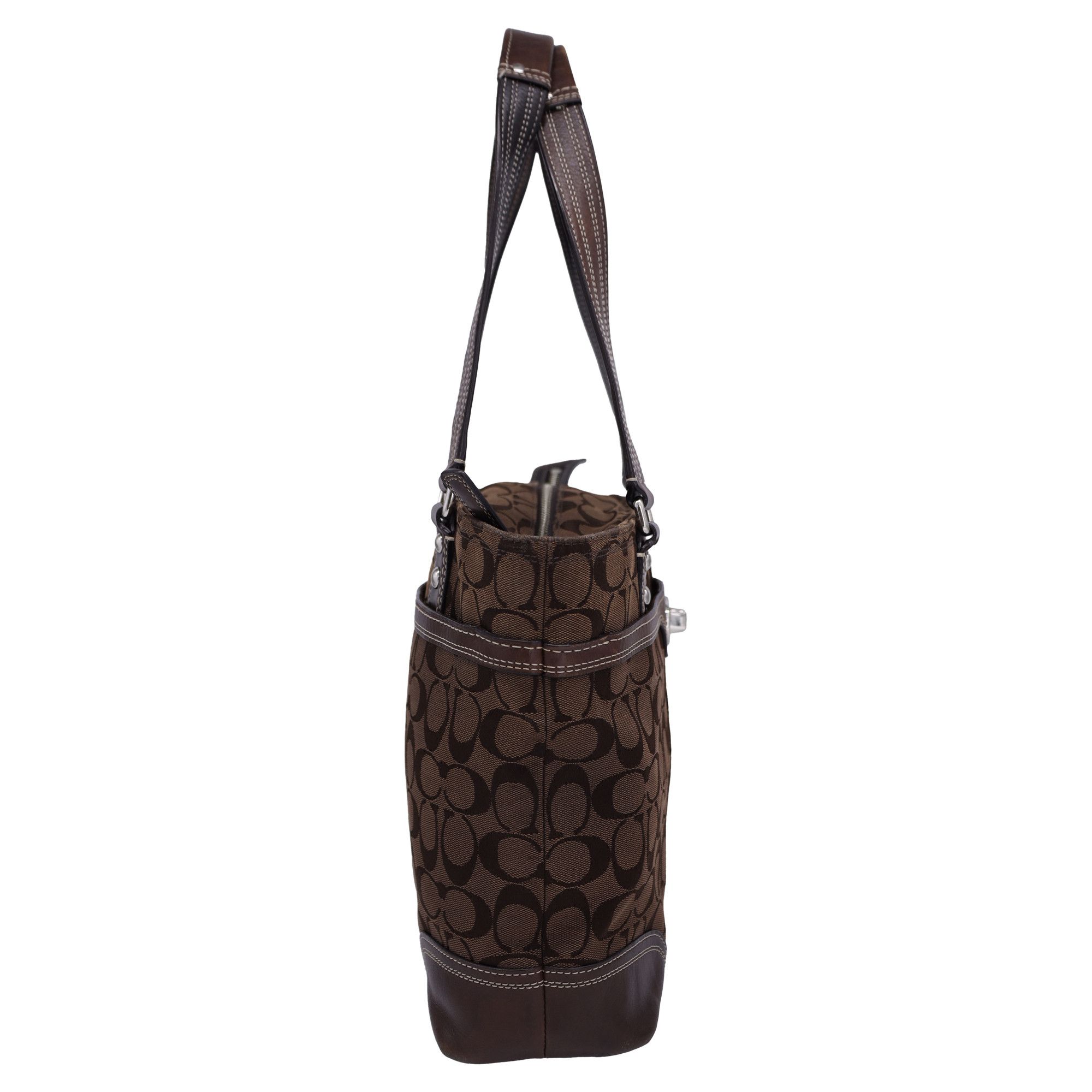 Coach Coach Hampton Signature Jacquard Medium Shoulder Bag in Brow Size ONE SIZE - 7 Thumbnail