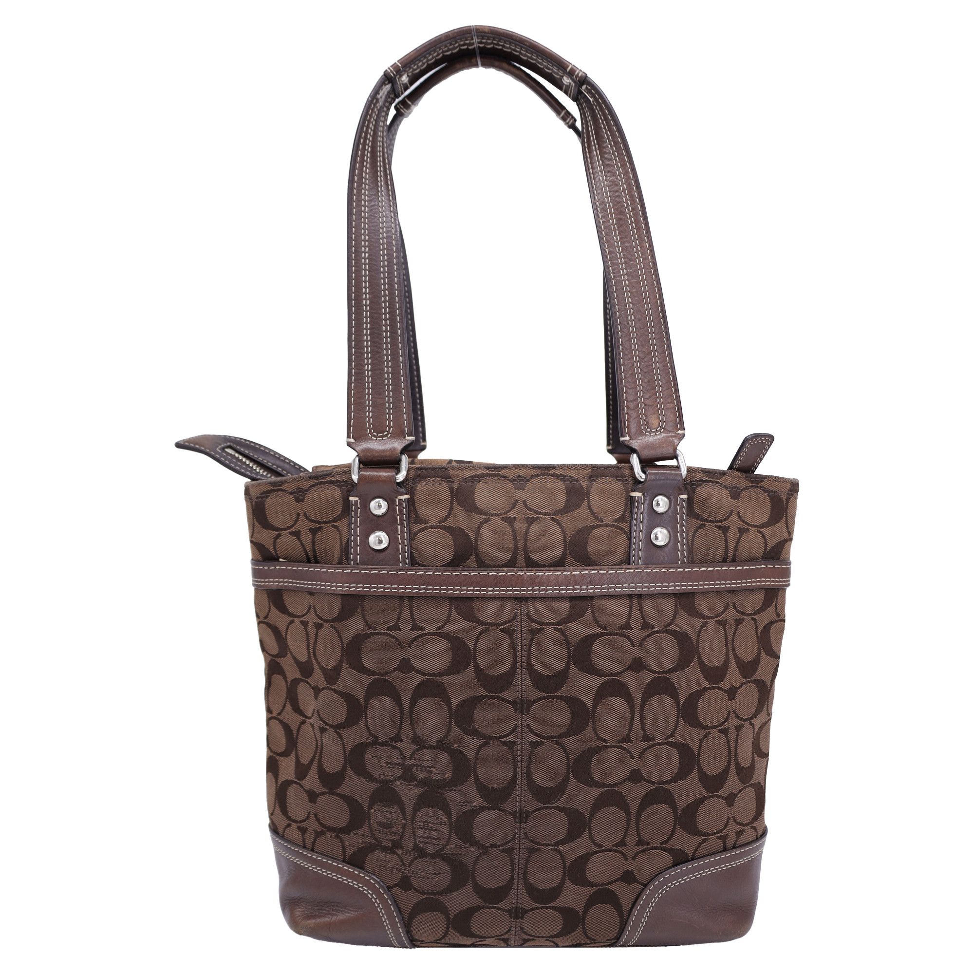 Coach Coach Hampton Signature Jacquard Medium Shoulder Bag in Brow Size ONE SIZE - 2 Thumbnail