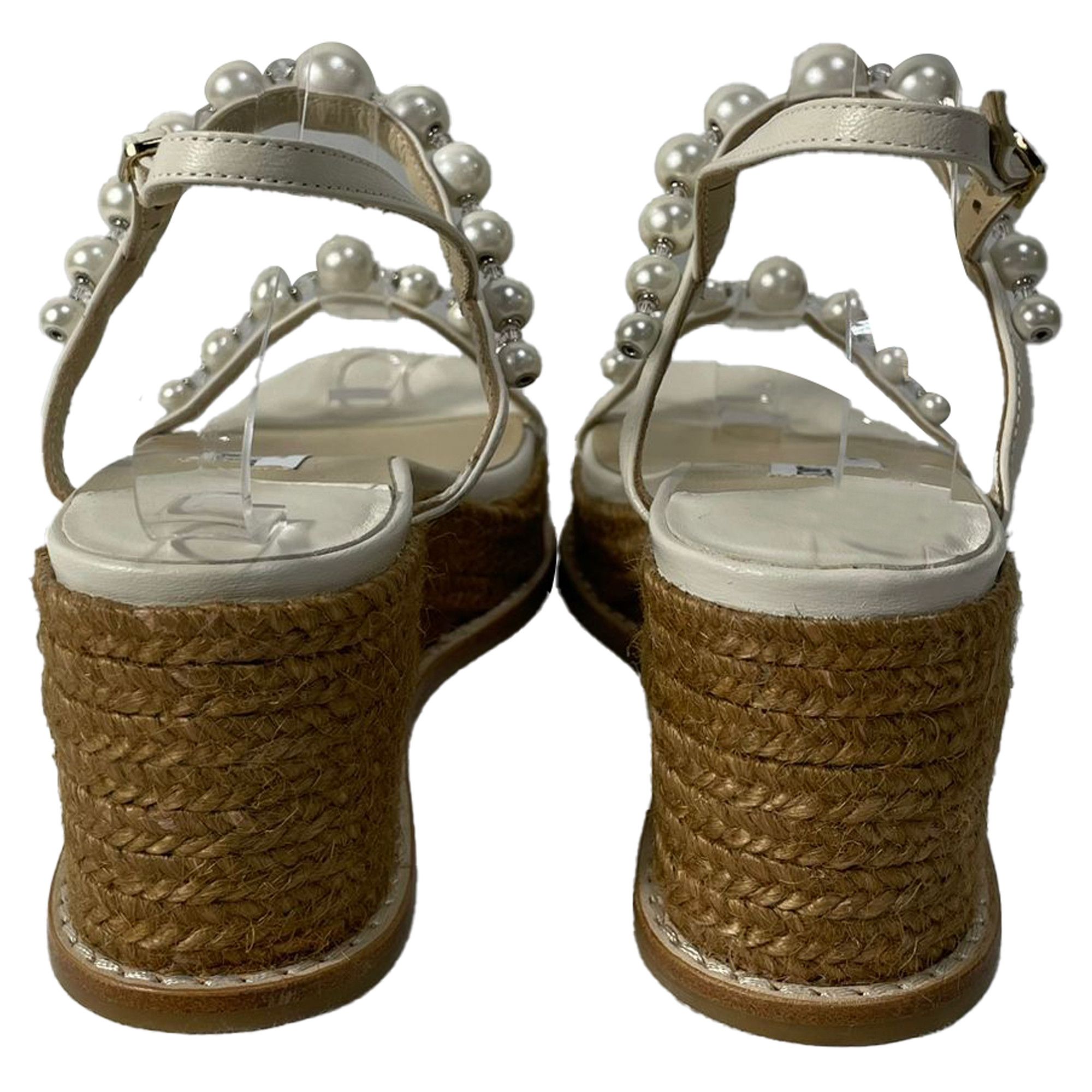Jimmy Choo Jimmy Choo Latte Wedge Sandals with Pearls in White Nappa Le Size US 6.5 / IT 36.5 - 6 Thumbnail