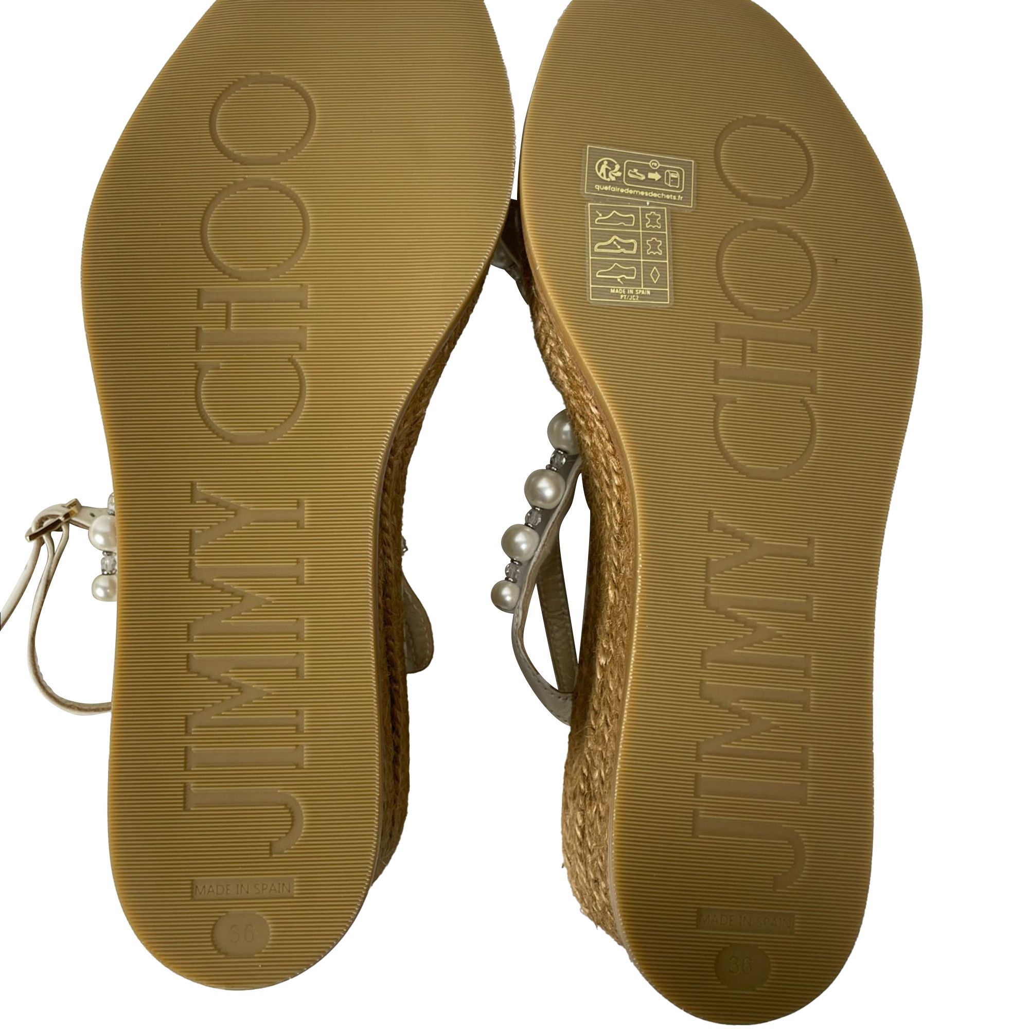 Jimmy Choo Jimmy Choo Latte Wedge Sandals with Pearls in White Nappa Le Size US 6.5 / IT 36.5 - 7 Thumbnail
