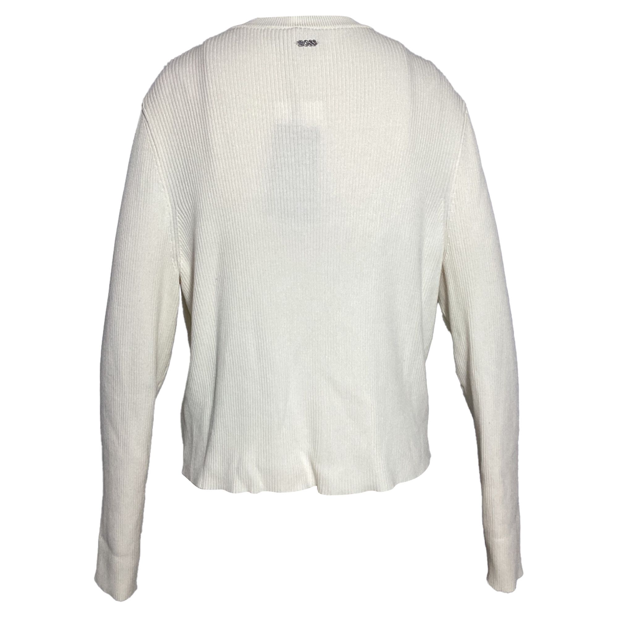 Hugo Boss Boss Ribbed Cardigan in White Viscose Size S / US 4 / IT 40 - 3 Thumbnail