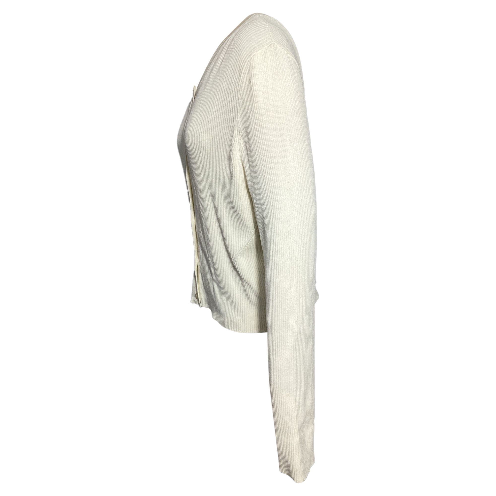 Hugo Boss Boss Ribbed Cardigan in White Viscose Size S / US 4 / IT 40 - 2 Thumbnail