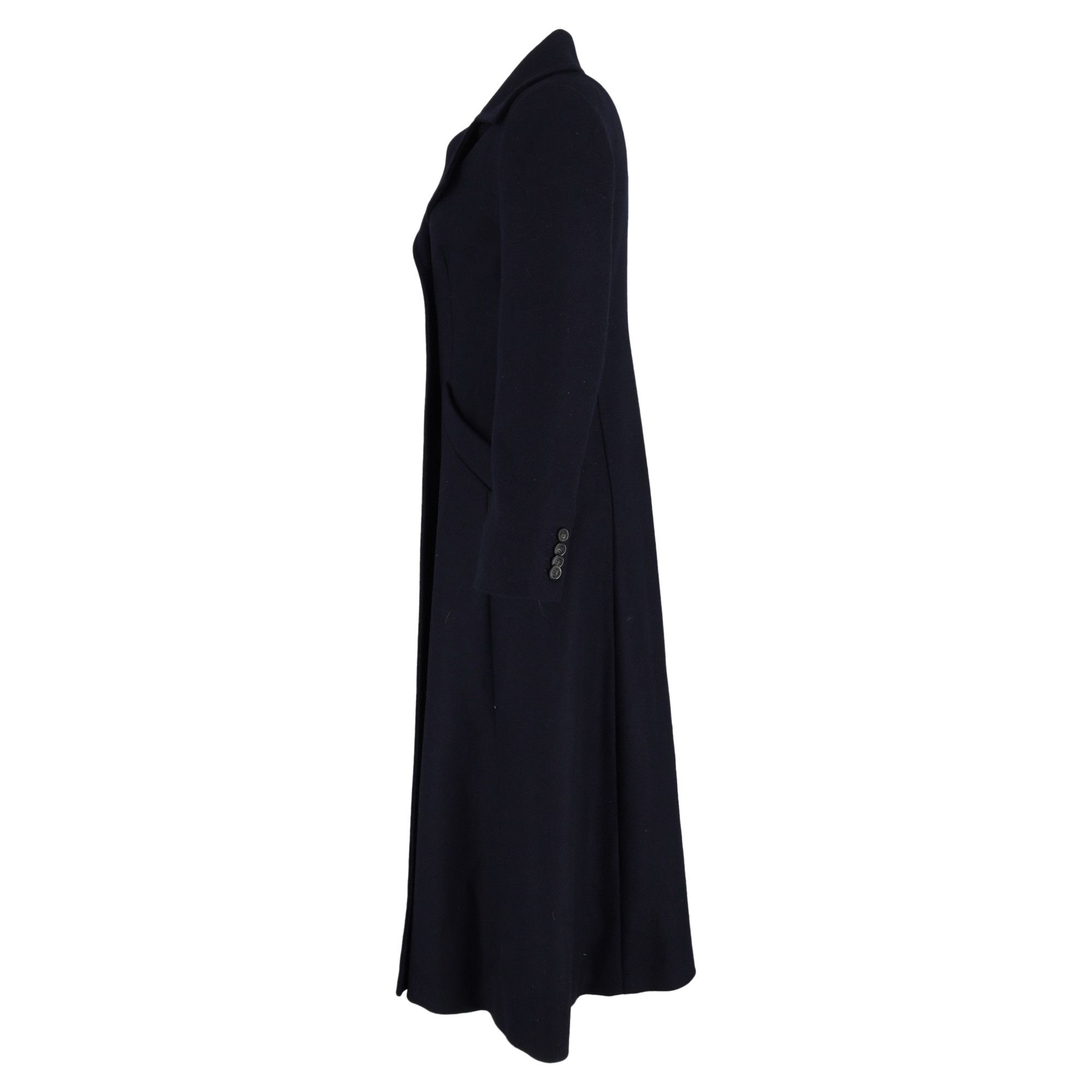 Max Mara Max Mara Double-Breasted Flare Coat in Navy Blue Wool Size XXS / US 00 / IT 34 - 2 Thumbnail