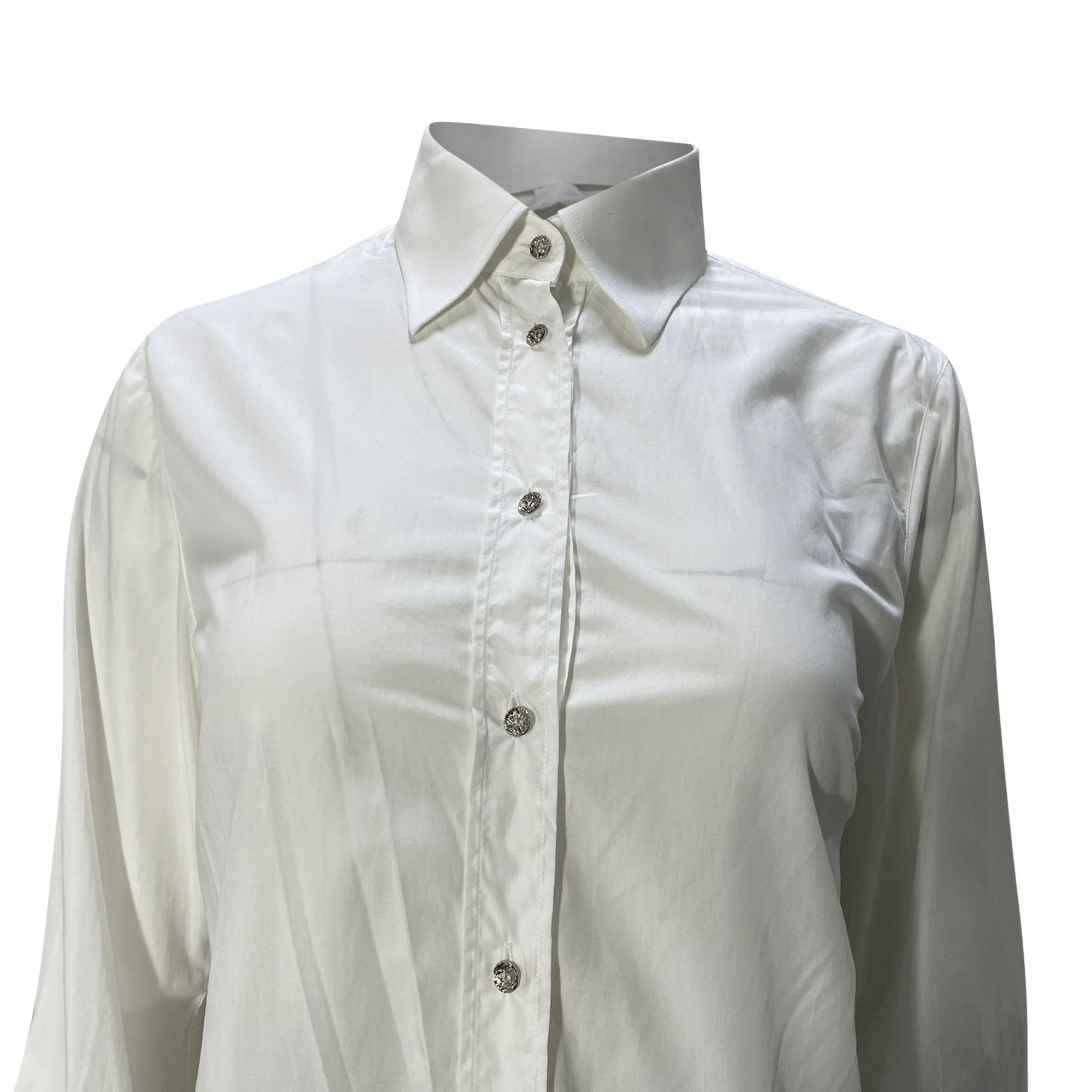 Dolce & Gabbana Dolce & Gabbana Pussy Bow Shirt in White Cotton Size XS / US 0-2 / IT 36-38 - 2 Thumbnail