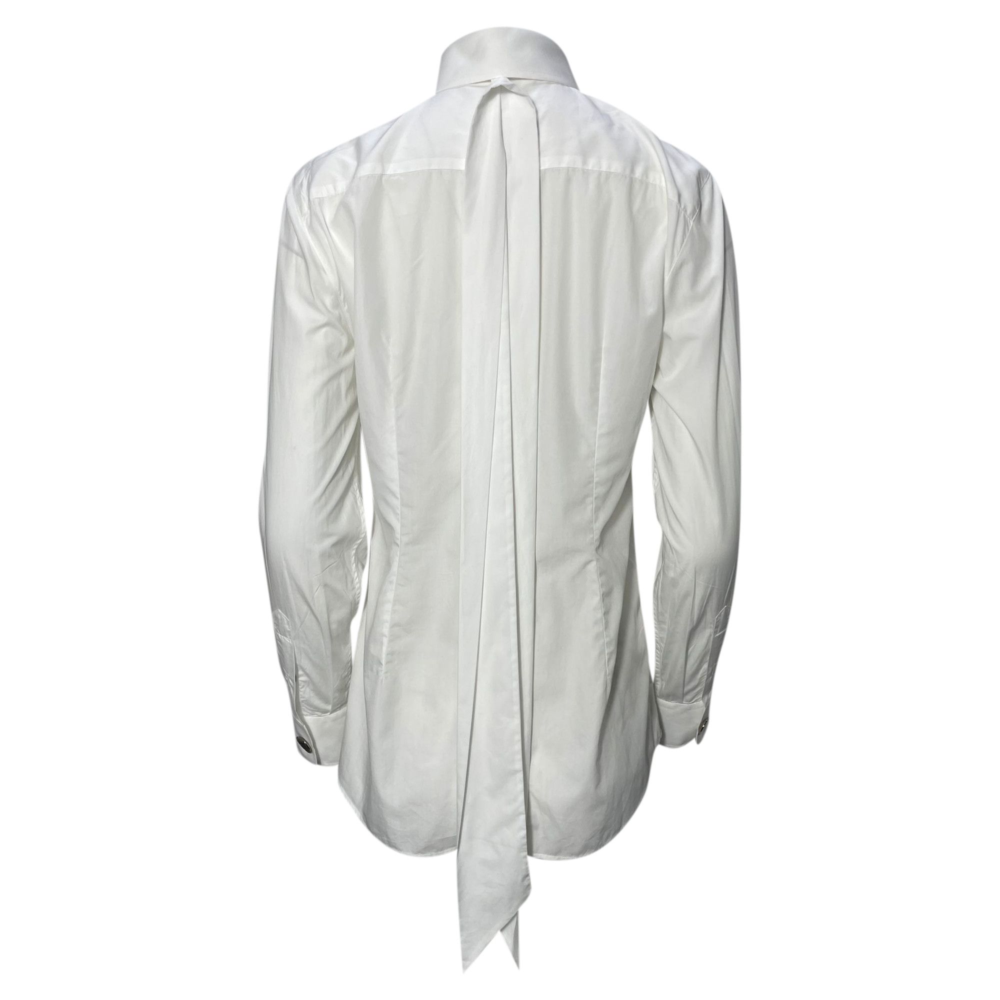 Dolce & Gabbana Dolce & Gabbana Pussy Bow Shirt in White Cotton Size XS / US 0-2 / IT 36-38 - 4 Thumbnail