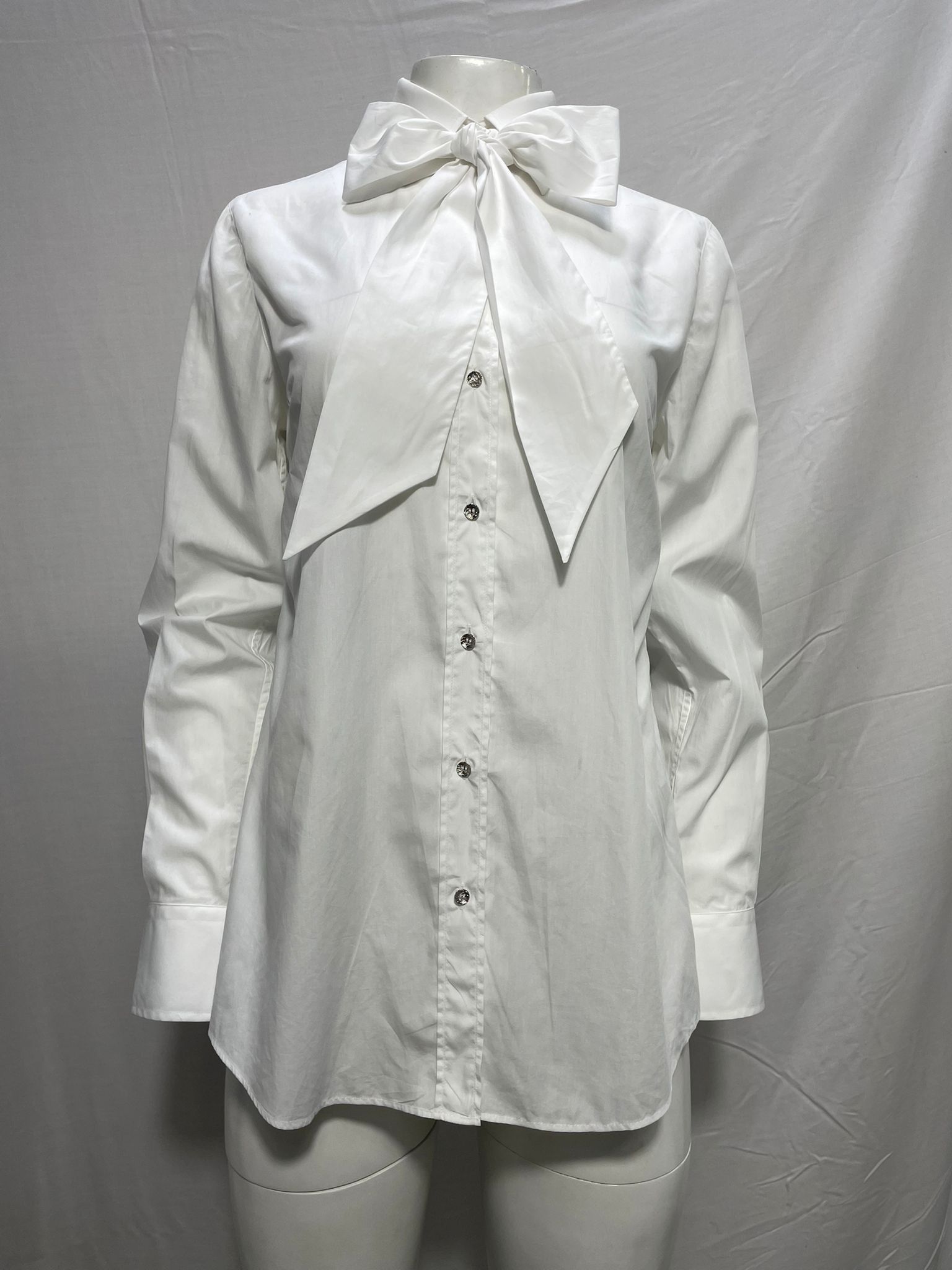 Dolce & Gabbana Dolce & Gabbana Pussy Bow Shirt in White Cotton Size XS / US 0-2 / IT 36-38 - 8 Thumbnail