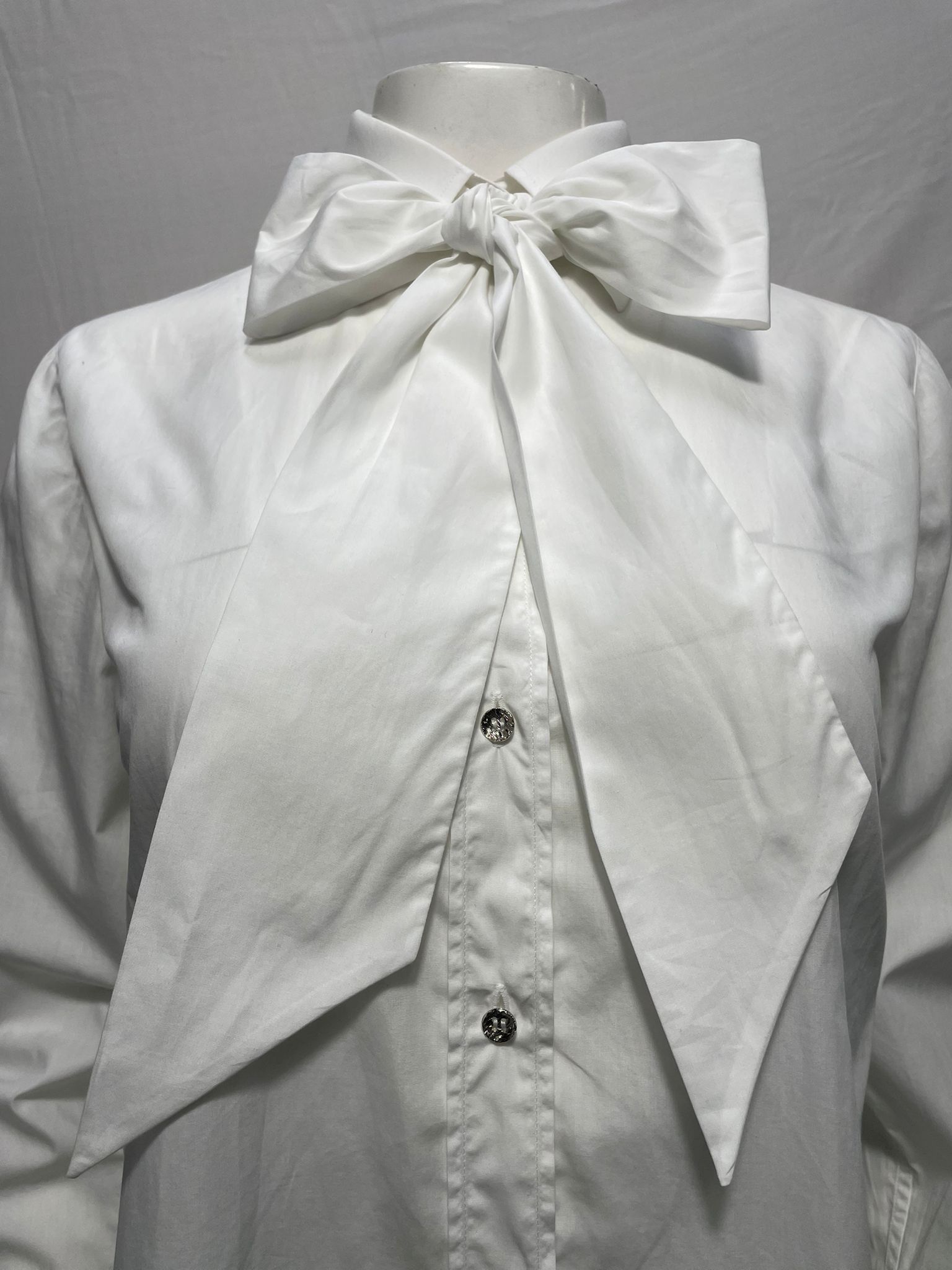 Dolce & Gabbana Dolce & Gabbana Pussy Bow Shirt in White Cotton Size XS / US 0-2 / IT 36-38 - 7 Thumbnail