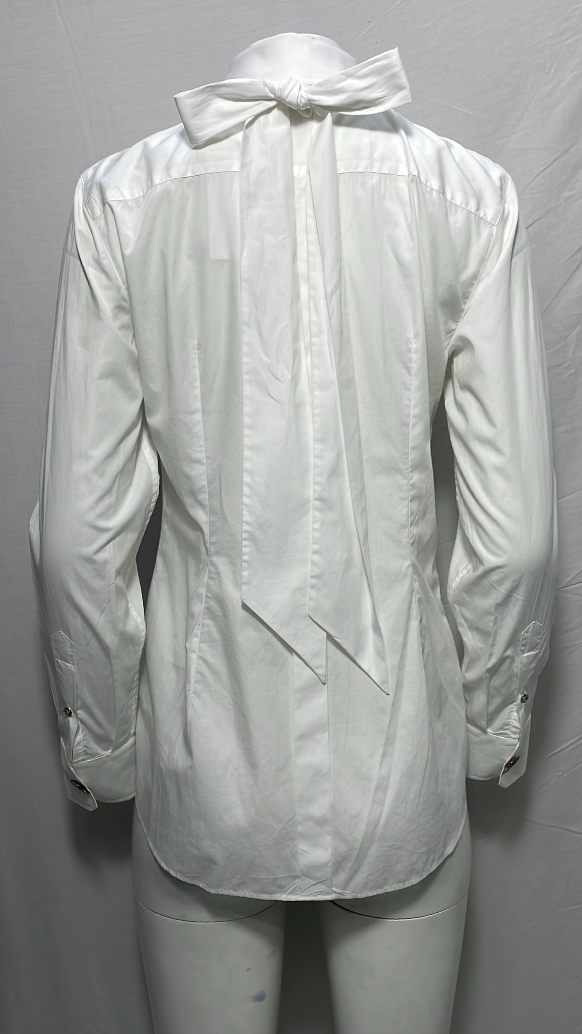 Dolce & Gabbana Dolce & Gabbana Pussy Bow Shirt in White Cotton Size XS / US 0-2 / IT 36-38 - 9 Thumbnail