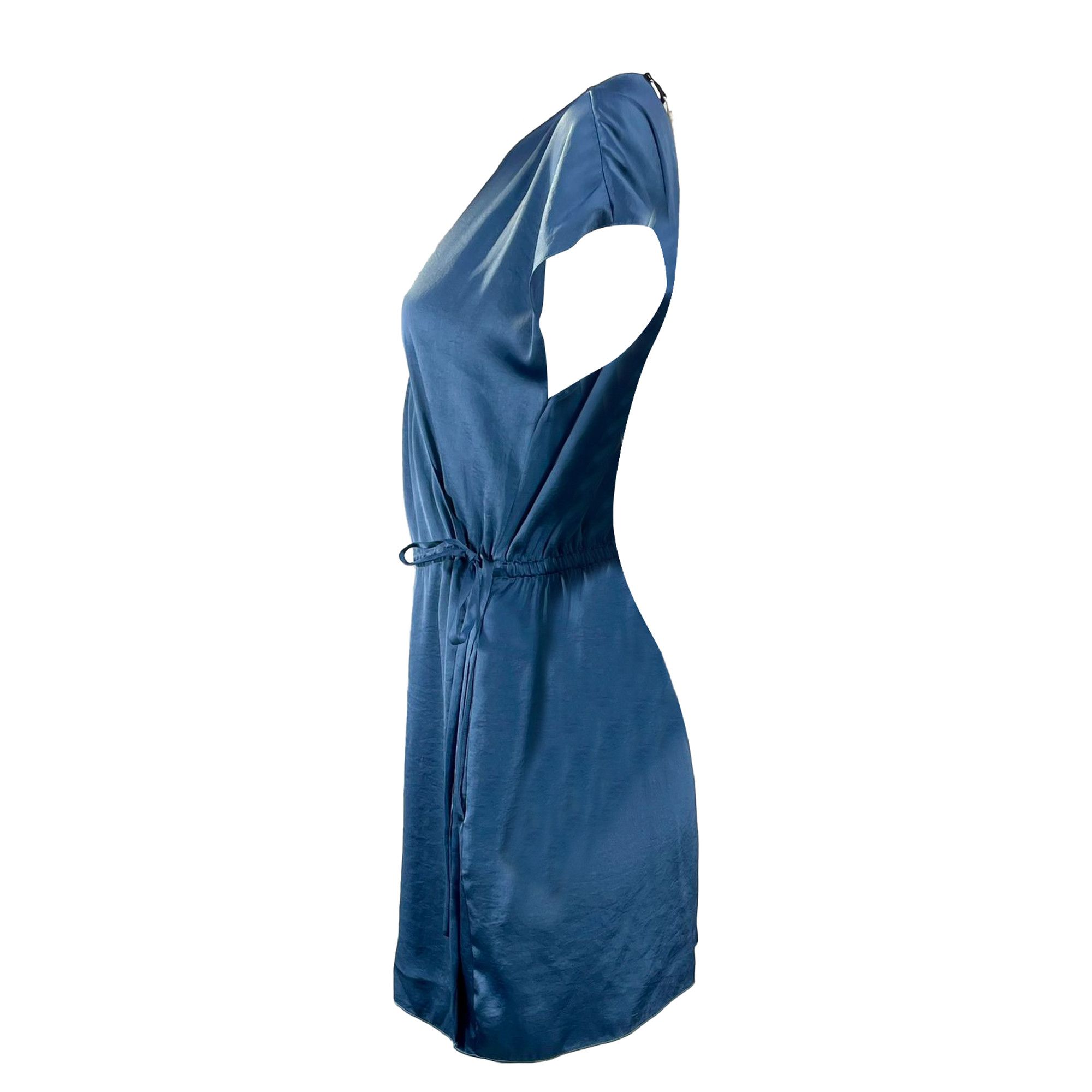 Theory Theory Wrap-Tie V-Neck Romper in Blue Satin Size 25" / US 0 / IT 36 - 3 Thumbnail