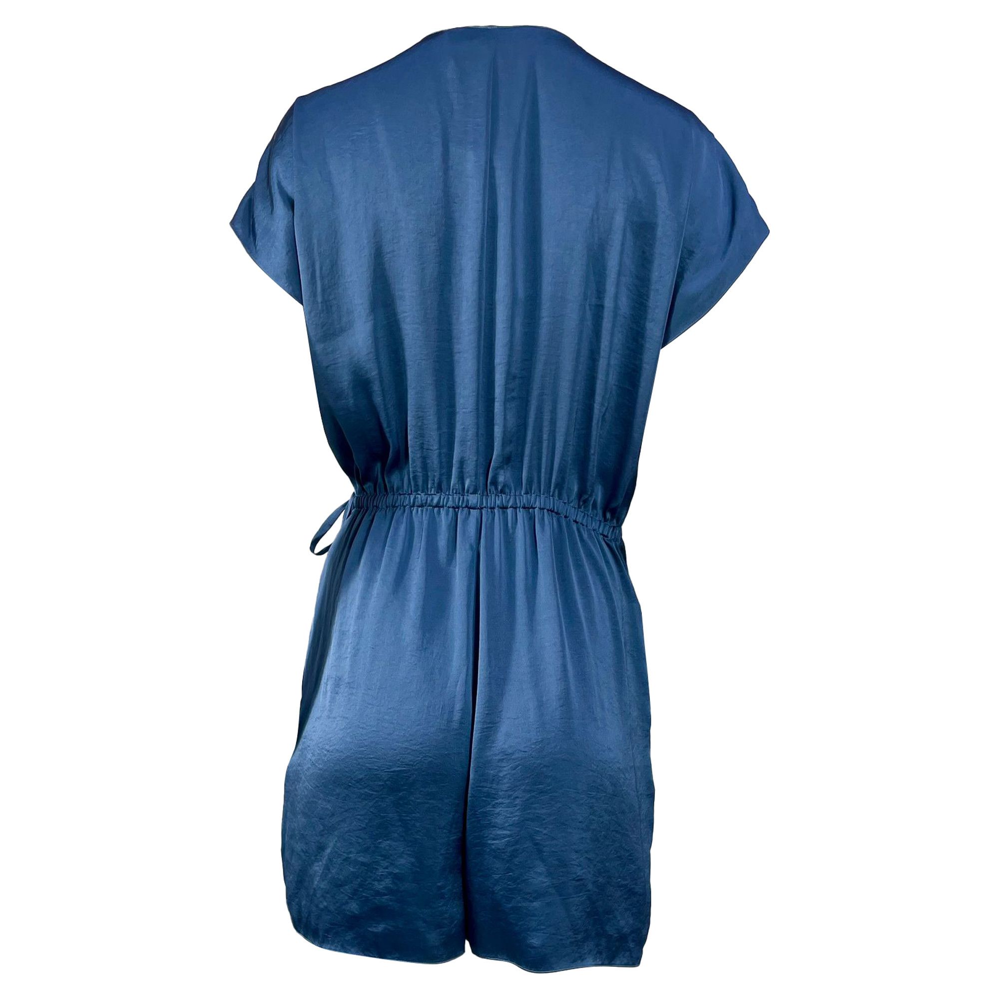 Theory Theory Wrap-Tie V-Neck Romper in Blue Satin Size 25" / US 0 / IT 36 - 4 Thumbnail