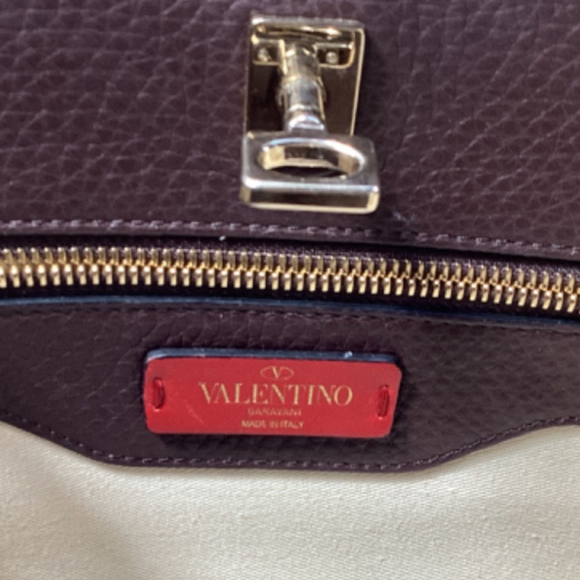 Valentino Valentino Medium Joylock Top Handle Bag in Burgundy Leather Size ONE SIZE - 10 Thumbnail