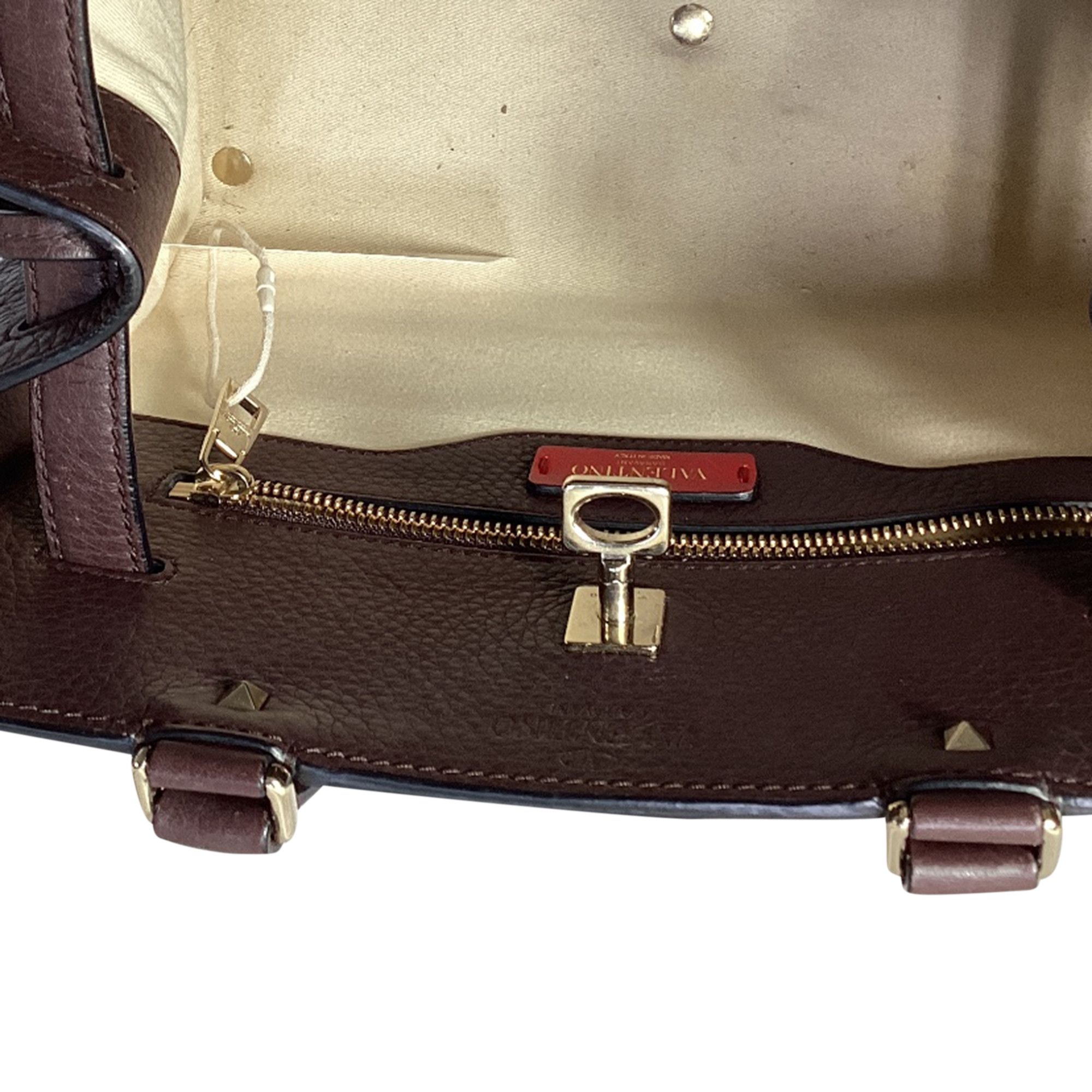 Valentino Valentino Medium Joylock Top Handle Bag in Burgundy Leather Size ONE SIZE - 7 Thumbnail