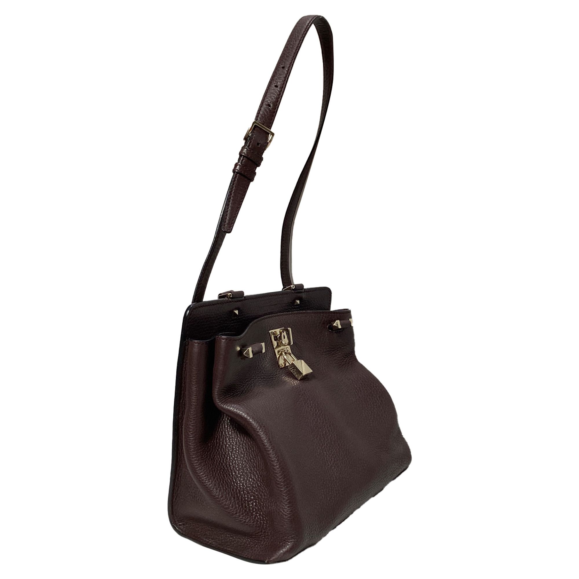 Valentino Valentino Medium Joylock Top Handle Bag in Burgundy Leather Size ONE SIZE - 4 Thumbnail