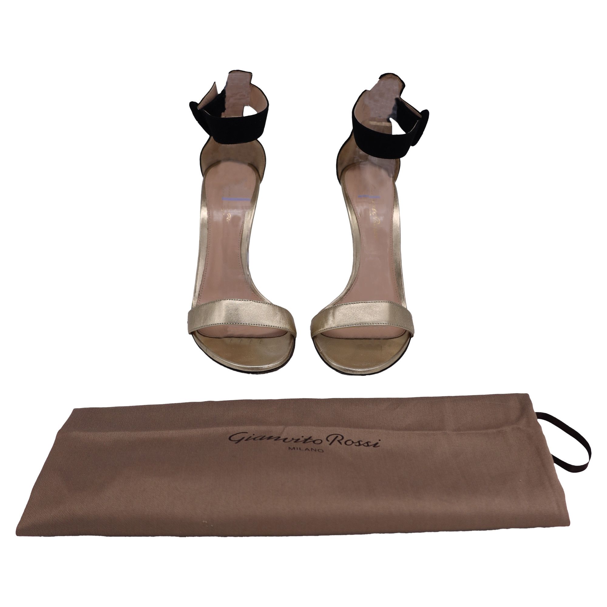 Gianvito Rossi Gianvito Rossi Portofino Ankle-Strap Sandals in Gold and Bla Size US 8 / IT 38 - 7 Thumbnail