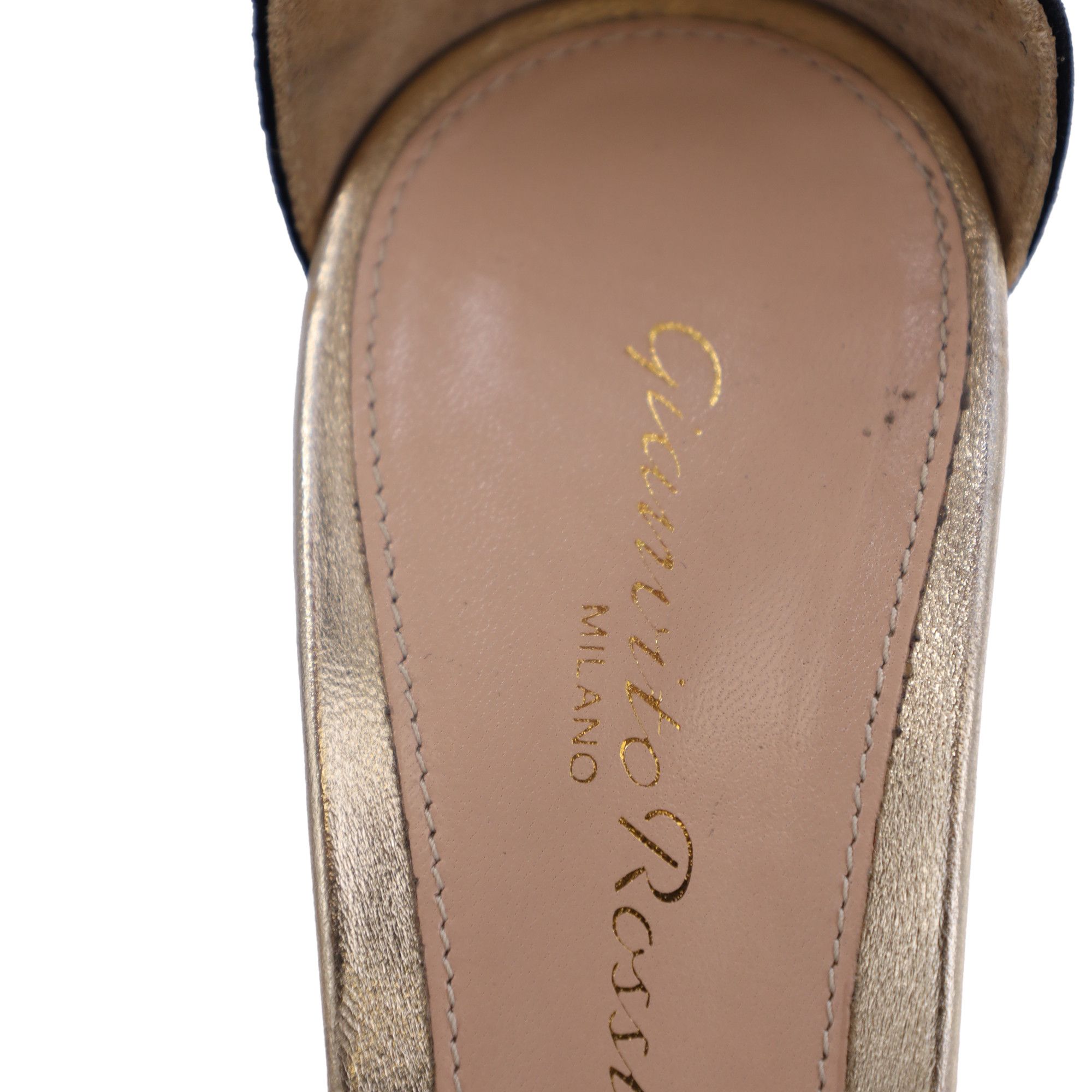 Gianvito Rossi Gianvito Rossi Portofino Ankle-Strap Sandals in Gold and Bla Size US 8 / IT 38 - 6 Thumbnail