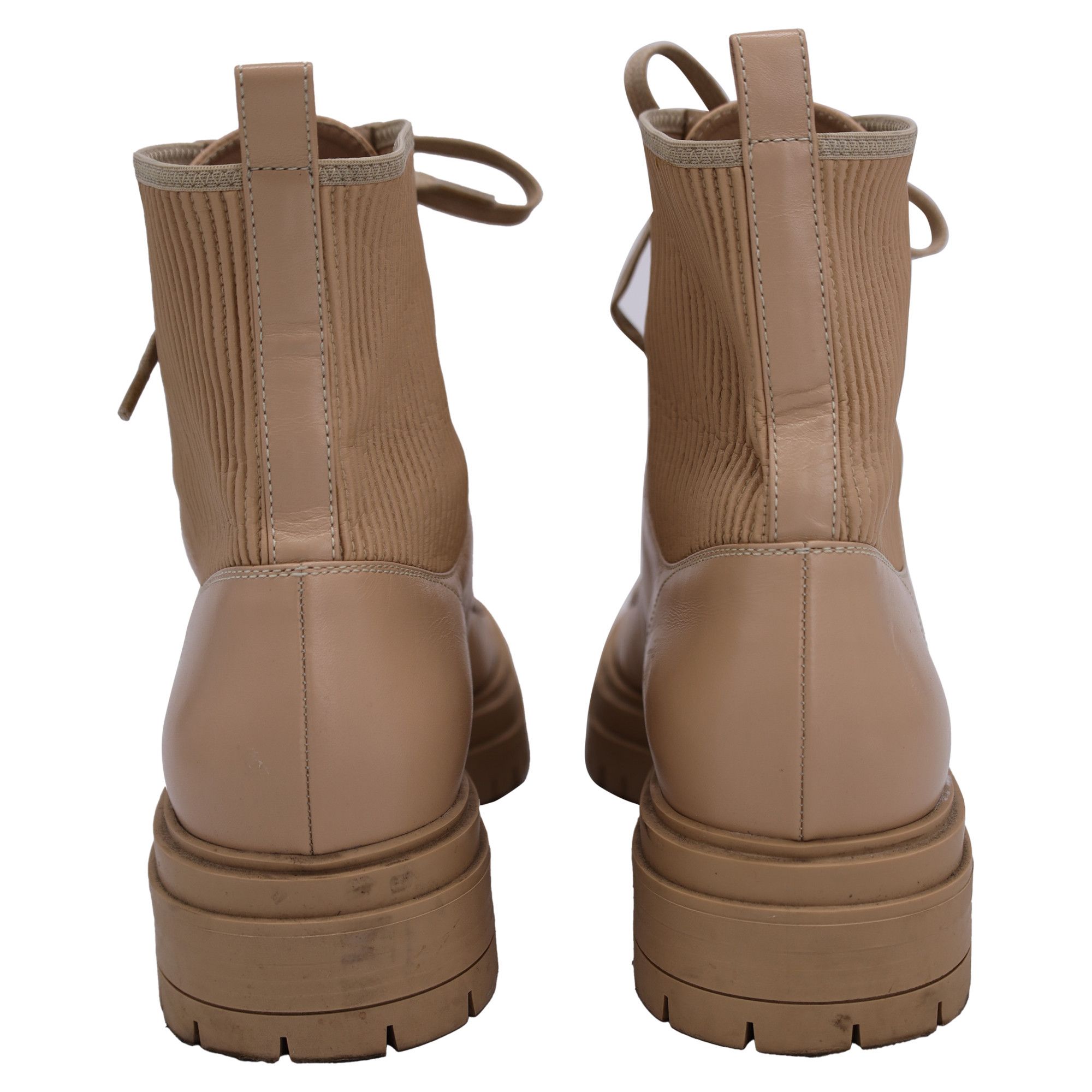 Gianvito Rossi Gianvito Rossi Martis Rib-Knit Combat Boots in Beige Leather Size US 12 / IT 42 - 3 Thumbnail