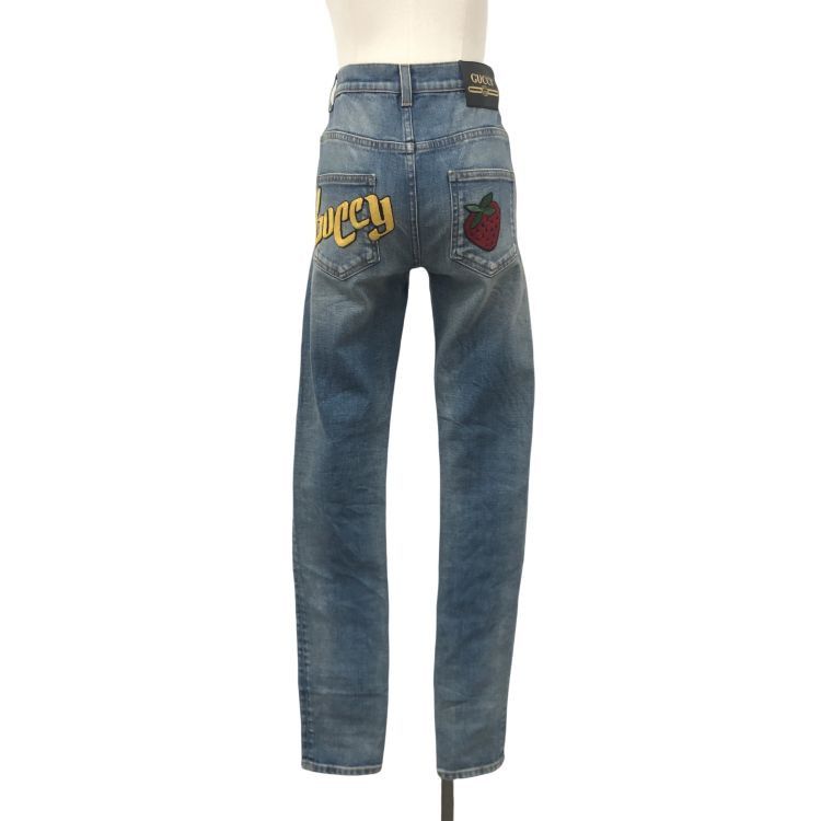 Gucci Gucci Strawberry Embroidery Denim Jeans Size 24 Size 24" / US 00 / IT 34 - 2 Thumbnail