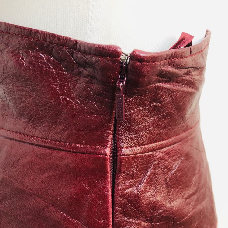 Gucci Gucci Red Lambskin Midi Skirt Size 36 Size 25" / US 0 / IT 36 - 4 Thumbnail