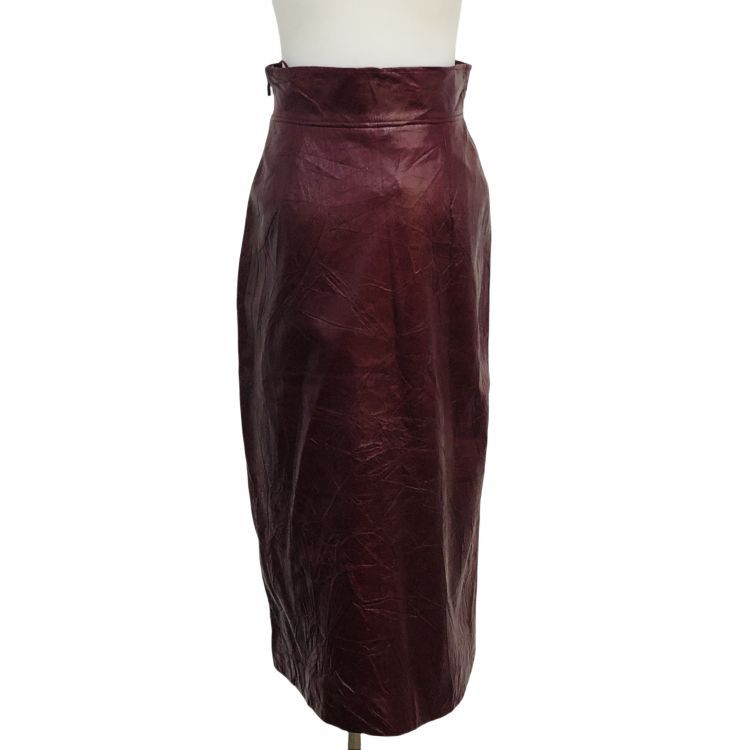 Gucci Gucci Red Lambskin Midi Skirt Size 36 Size 25" / US 0 / IT 36 - 2 Thumbnail