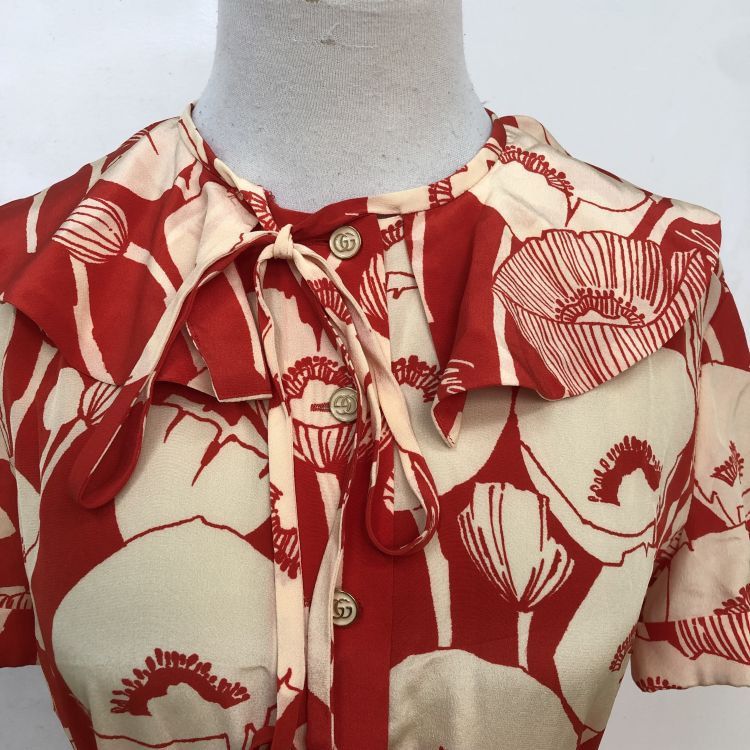Gucci Gucci Floral Print Silk Midi Dress Size 38 Size XS / US 0-2 / IT 36-38 - 8 Thumbnail