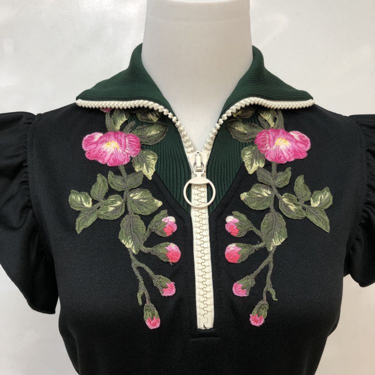 Gucci Gucci Floral Embroidered Zip Front Midi Dress Size S Size S / US 4 / IT 40 - 7 Thumbnail