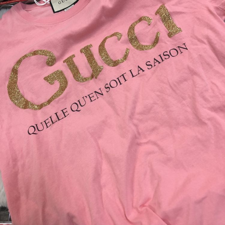 Gucci Gucci Pink Gold Glitter Logo T-Shirt Size S Size S / US 4 / IT 40 - 6 Thumbnail
