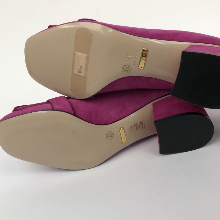 Gucci Gucci Fuchsia Suede GG Block Heel Pumps Size 37 Size US 7 / IT 37 - 7 Thumbnail