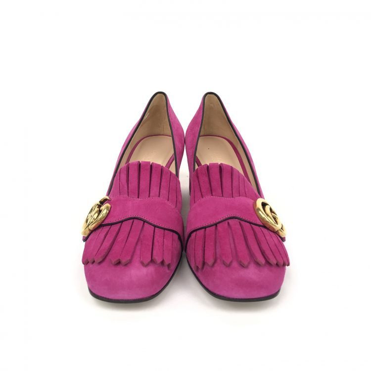 Gucci Gucci Fuchsia Suede GG Block Heel Pumps Size 37 Size US 7 / IT 37 - 2 Thumbnail