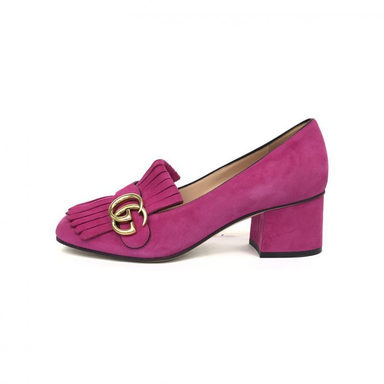 Gucci Gucci Fuchsia Suede GG Block Heel Pumps Size 37 Size US 7 / IT 37 - 3 Thumbnail