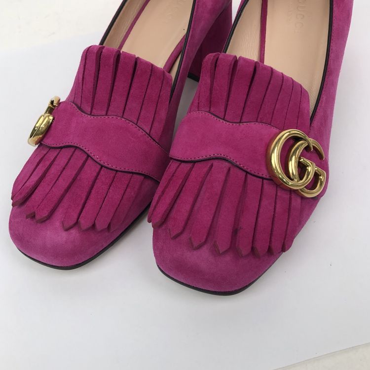 Gucci Gucci Fuchsia Suede GG Block Heel Pumps Size 37 Size US 7 / IT 37 - 10 Thumbnail