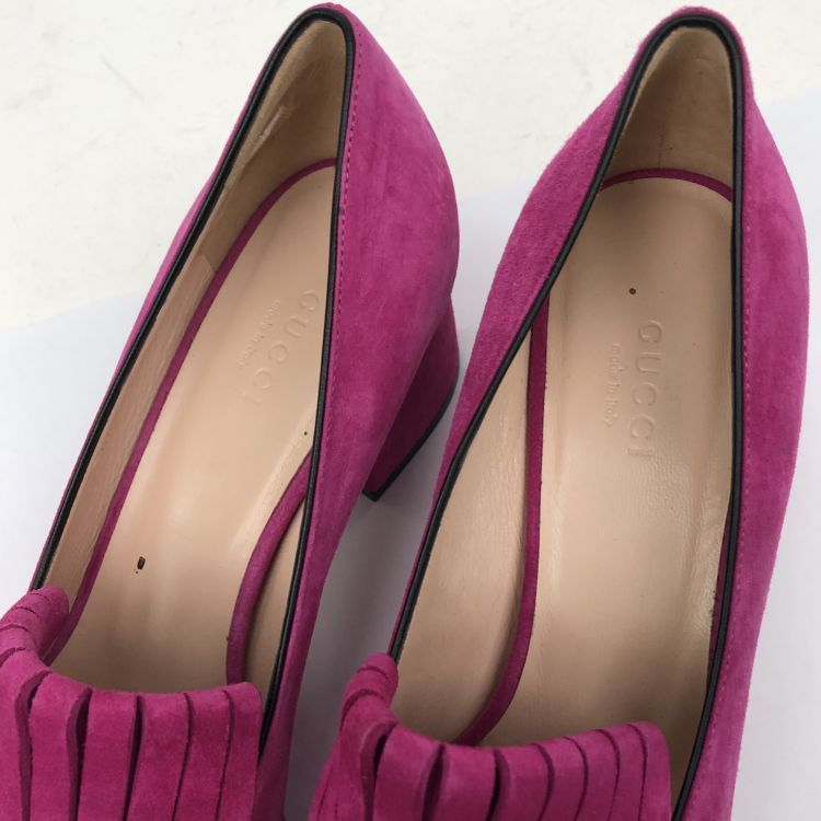 Gucci Gucci Fuchsia Suede GG Block Heel Pumps Size 37 Size US 7 / IT 37 - 9 Thumbnail