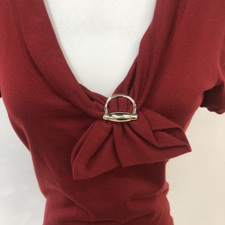 Gucci Gucci Red Knit Metal Ring Short Sleeve Sweater Size M Size M / US 6-8 / IT 42-44 - 5 Thumbnail