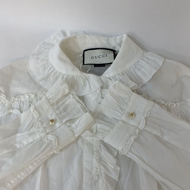 Gucci Gucci Ruffle Detail Cotton Blouse Size 42 Size M / US 6-8 / IT 42-44 - 10 Thumbnail