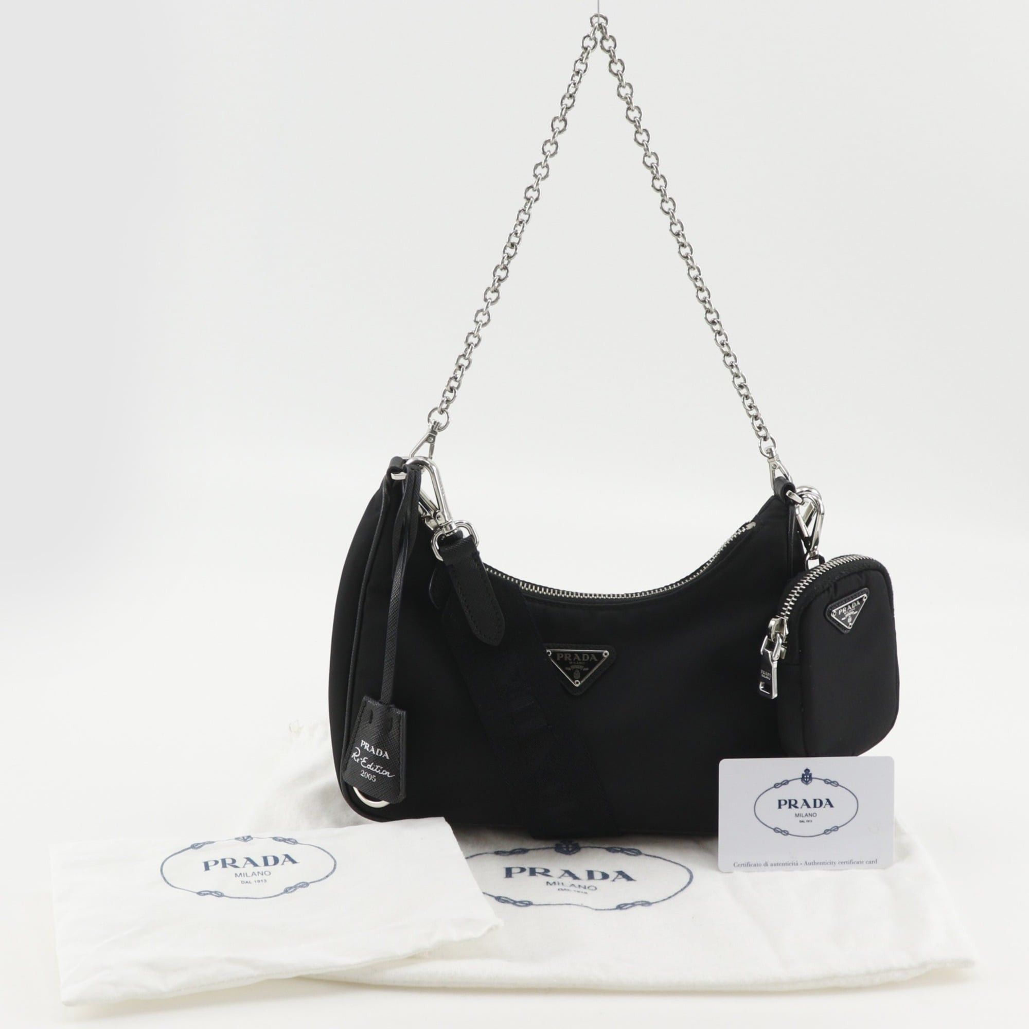 Prada Prada Re-edition 2005 Re-nylon Shoulder Bag 1BH204 Nylon x Saffiano NERO Black Made in Italy 2-way Women's Size ONE SIZE - 18 Thumbnail