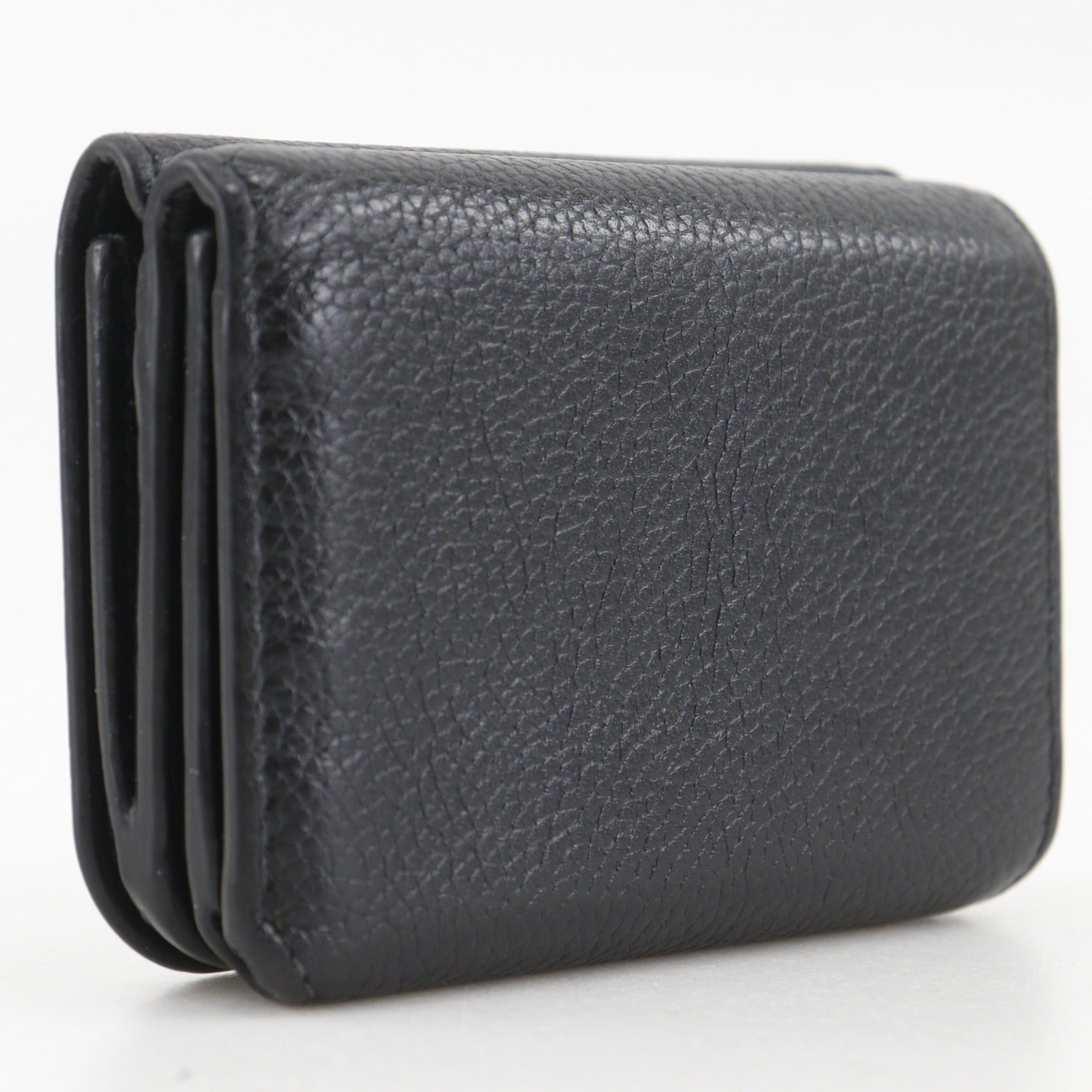 Balenciaga Balenciaga Cash Mini Tri-fold Wallet 593813 Leather Black Snap Button Unisex Size ONE SIZE - 3 Thumbnail