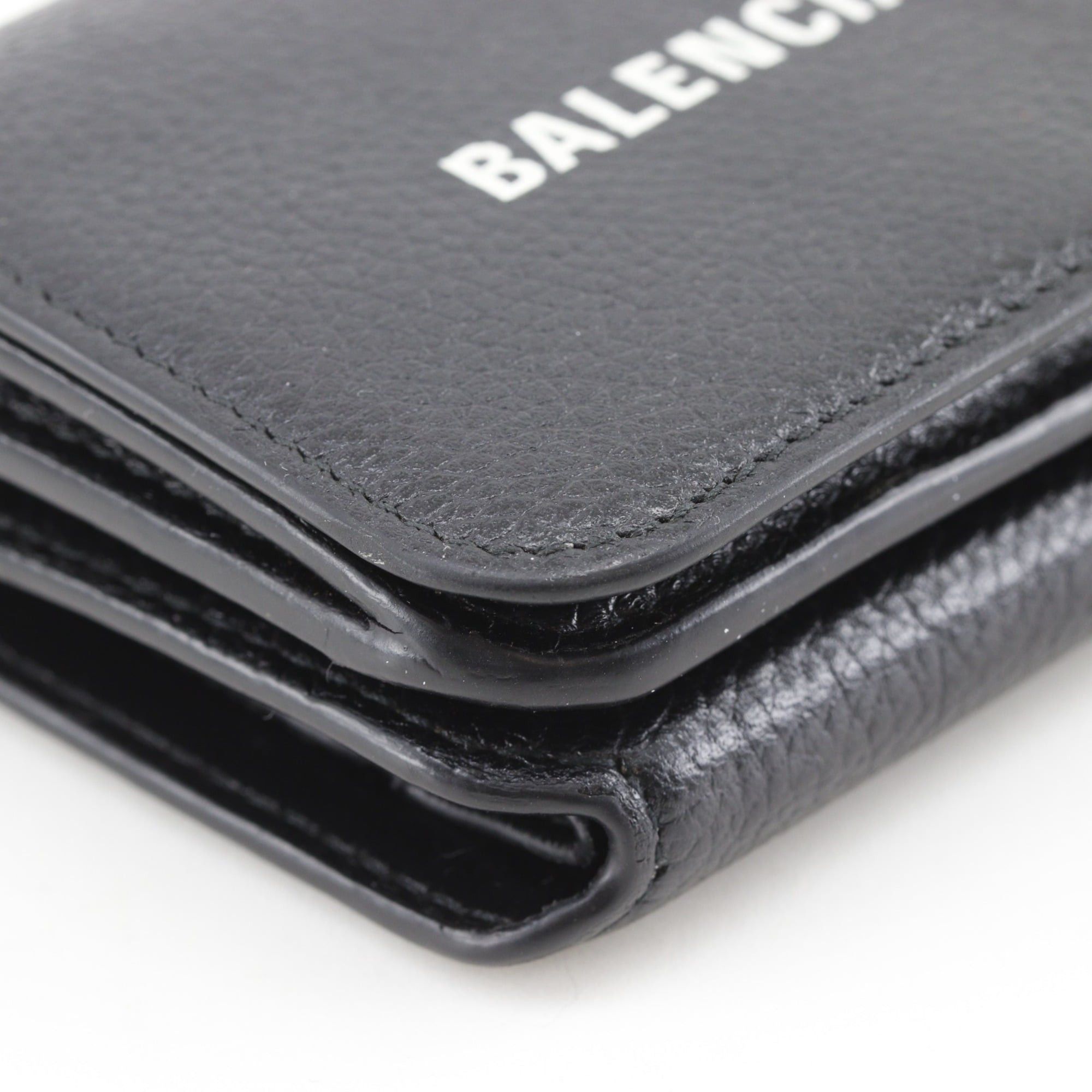 Balenciaga Balenciaga Cash Mini Tri-fold Wallet 593813 Leather Black Snap Button Unisex Size ONE SIZE - 4 Thumbnail