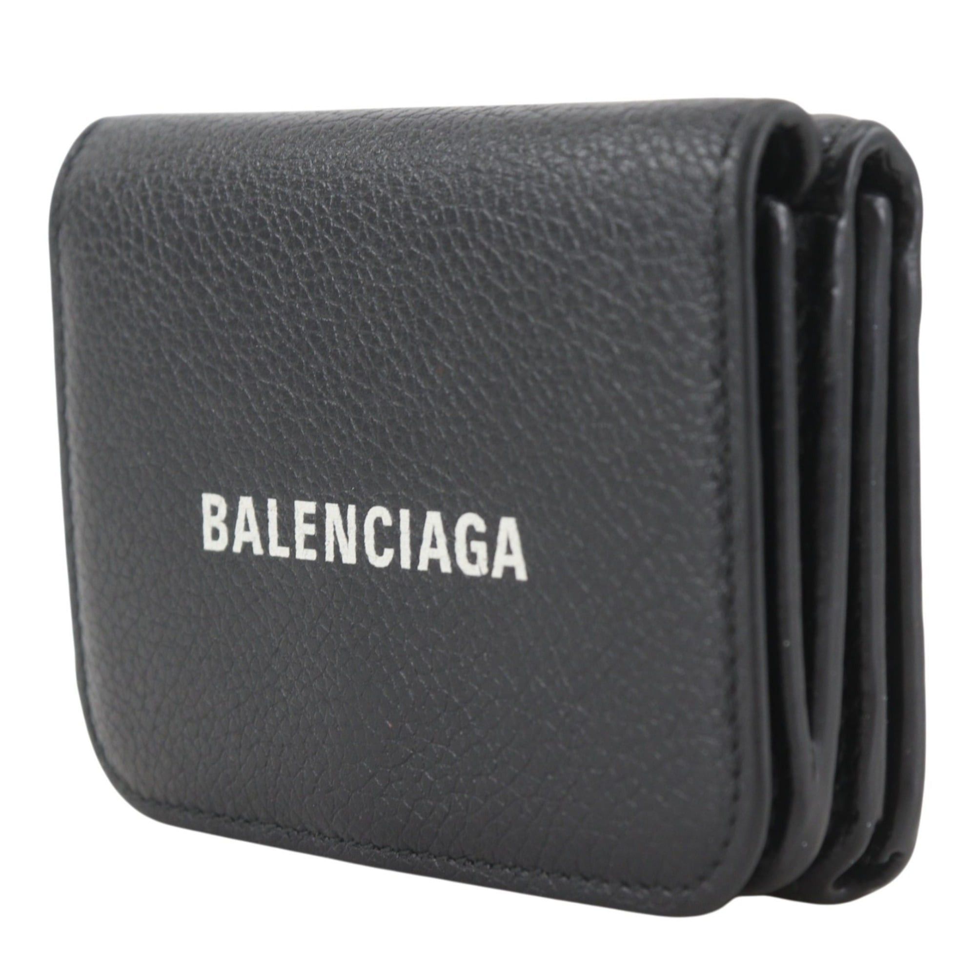Balenciaga Balenciaga Cash Mini Tri-fold Wallet 593813 Leather Black Snap Button Unisex Size ONE SIZE - 2 Thumbnail