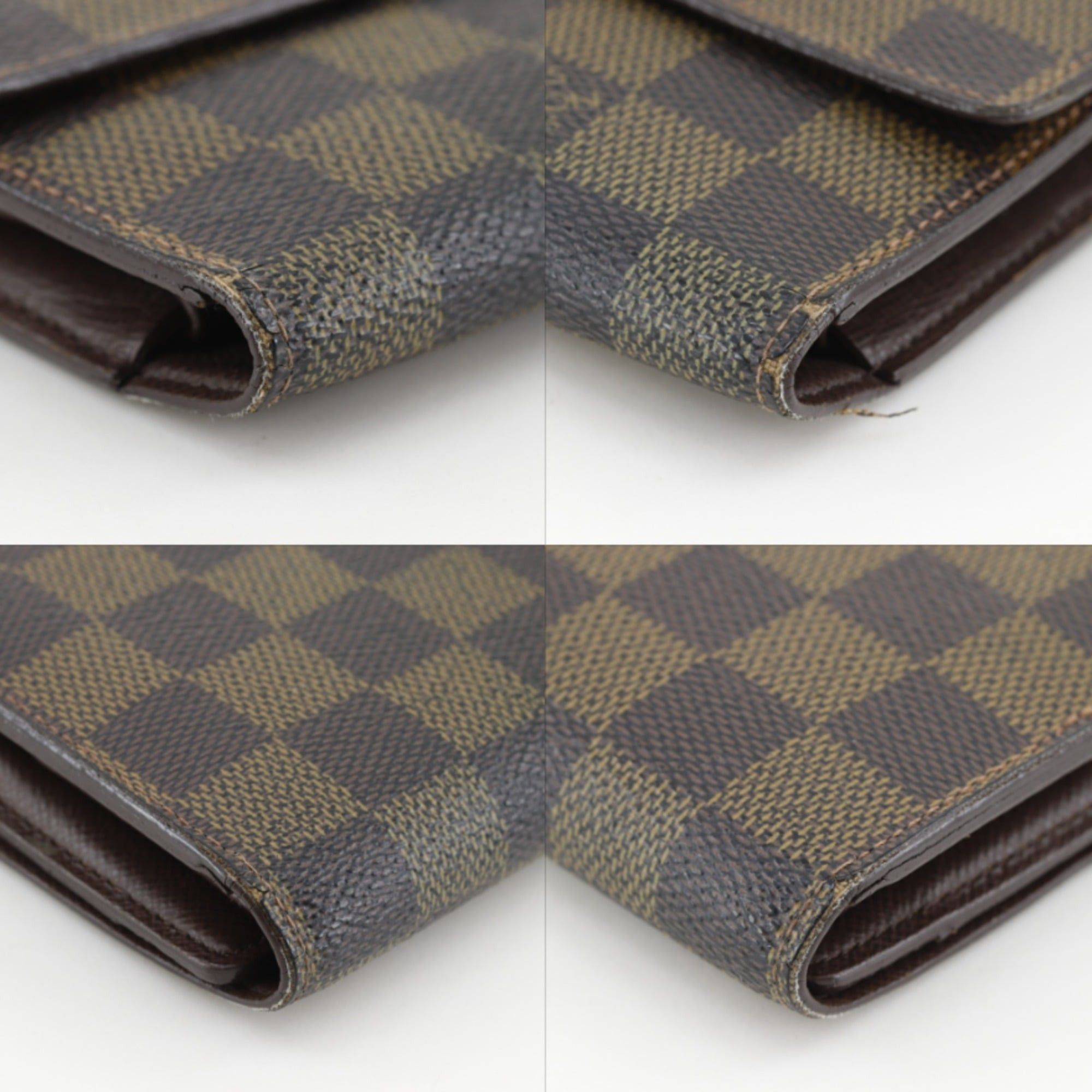 Louis Vuitton Louis Vuitton Porte Tresor International Tri-fold Long Wallet N61215 Damier Canvas 2006 Brown FL0076 Snap Button Unisex Size ONE SIZE - 4 Thumbnail