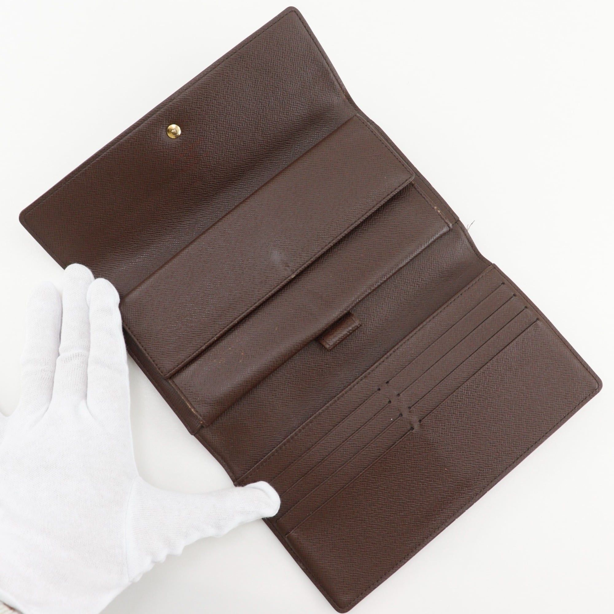 Louis Vuitton Louis Vuitton Porte Tresor International Tri-fold Long Wallet N61215 Damier Canvas 2006 Brown FL0076 Snap Button Unisex Size ONE SIZE - 5 Thumbnail