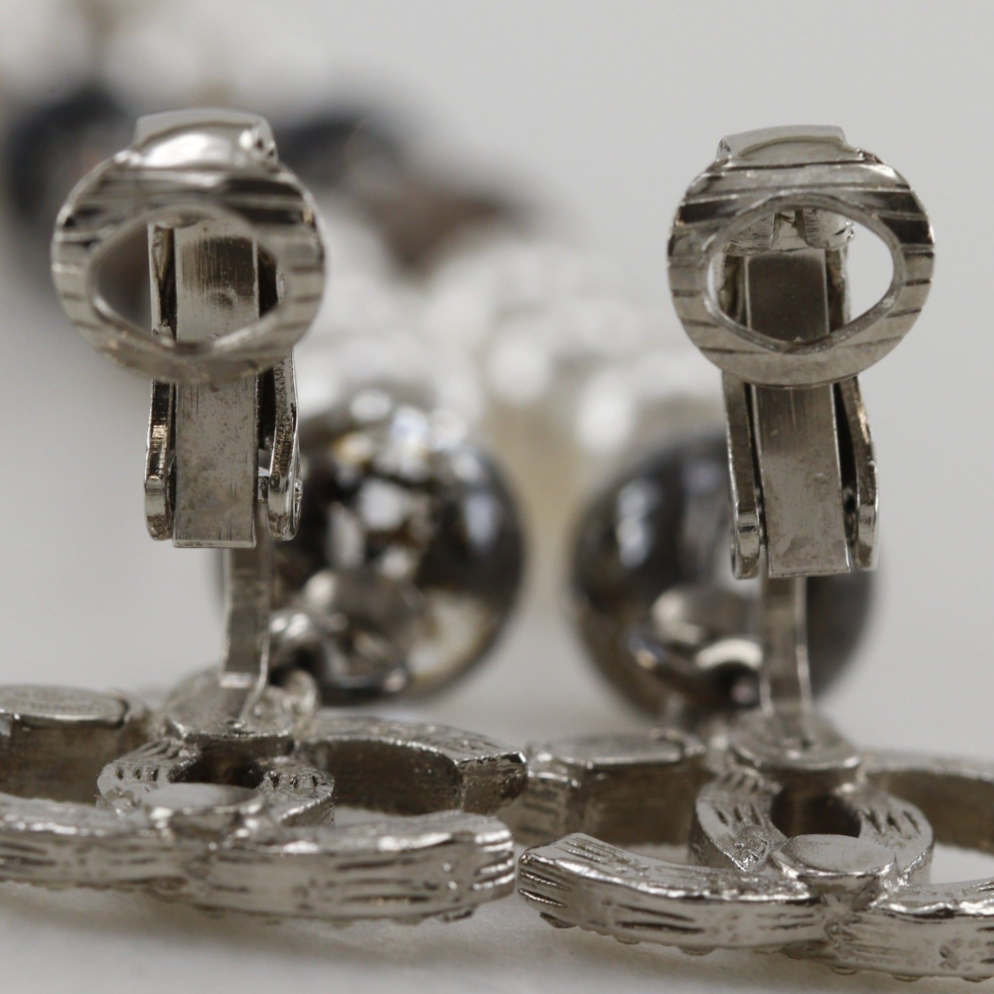 Chanel Chanel Coco Mark Earrings, Long, Metal x Faux Pearl Rhinestone, 2019 Model, Silver, A19K Gold, Approx. 11.0g, Women's. Size ONE SIZE - 5 Thumbnail