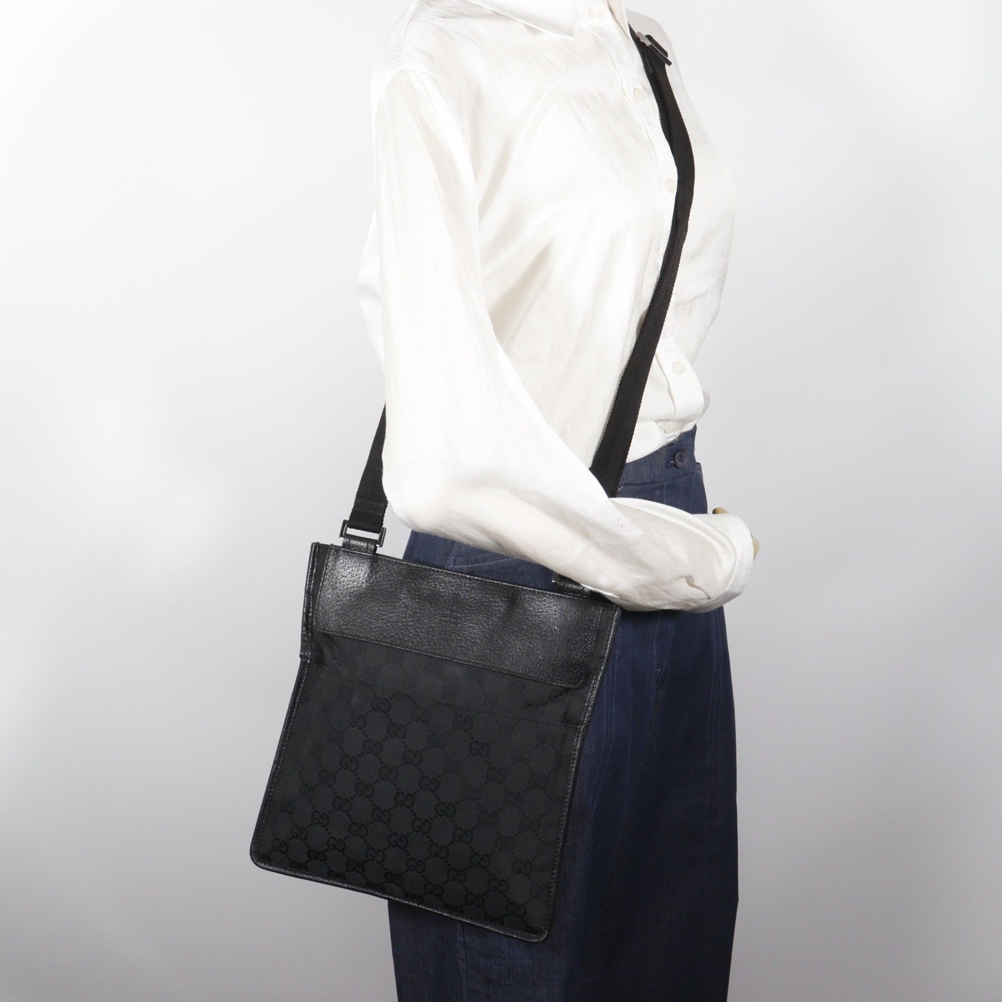 Gucci Gucci Shoulder Bag 27639 GG Canvas Black Velcro Unisex Size ONE SIZE - 17 Thumbnail