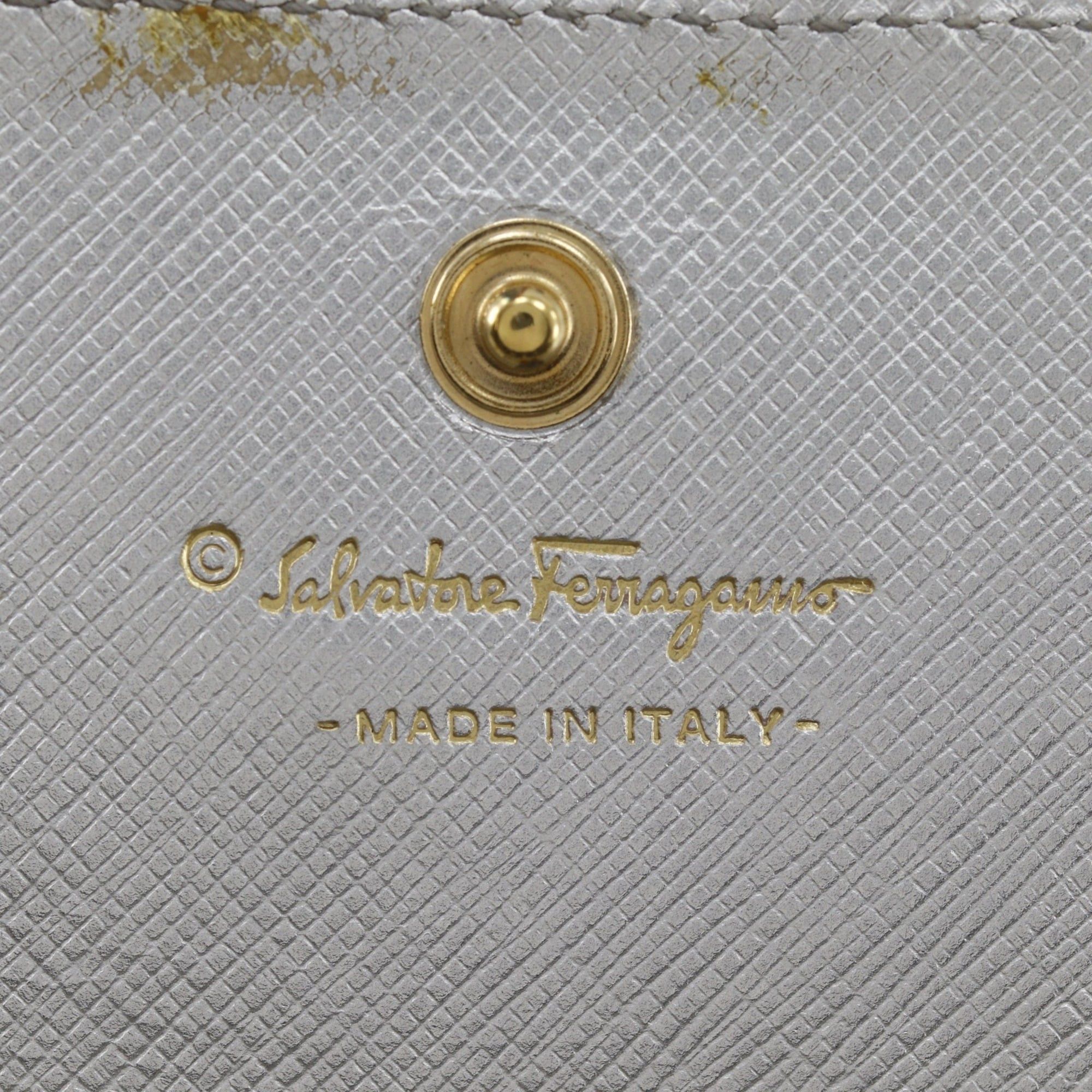 Salvatore Ferragamo Salvatore Ferragamo Vara Ribbon Long Wallet JP-22-C493 Leather Silver Snap Button Women's Size ONE SIZE - 17 Thumbnail